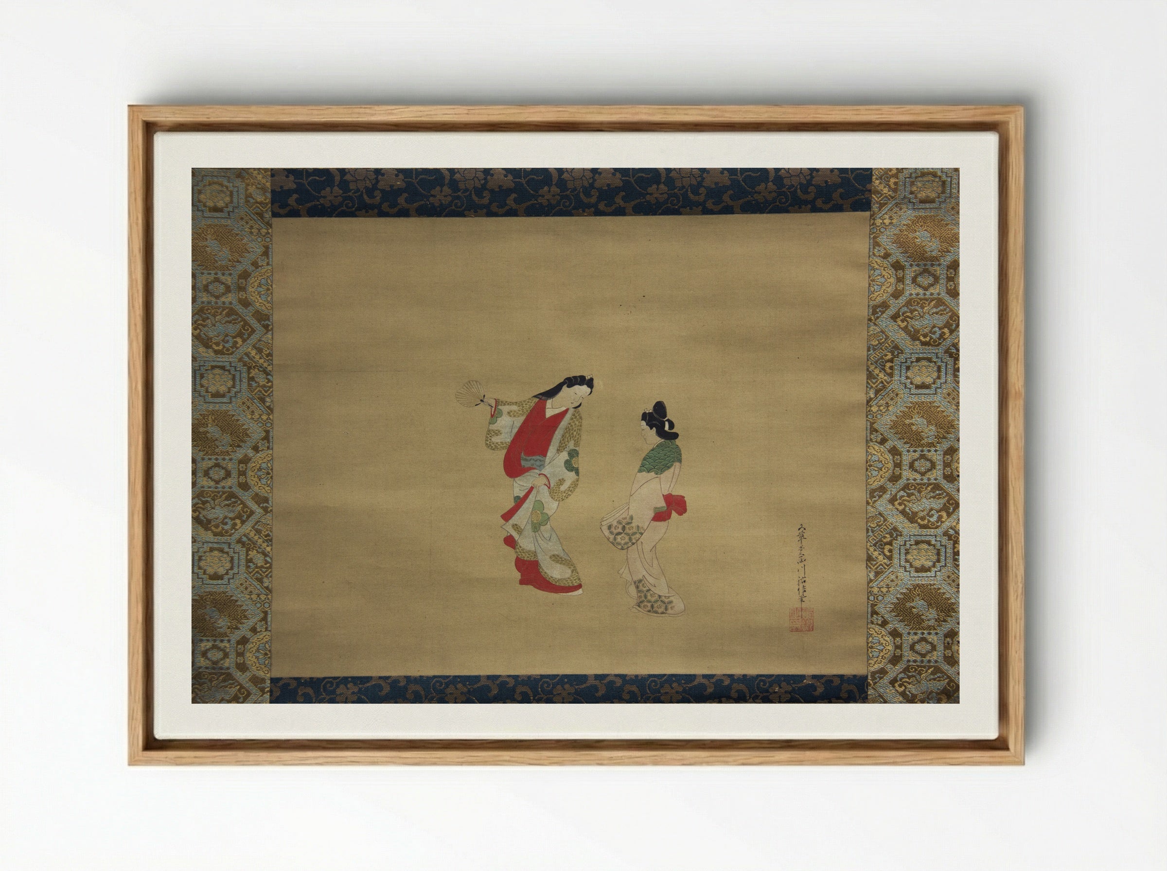 Woman and Attendant - Nishikawa Sukenobu - Framed Canvas Wood