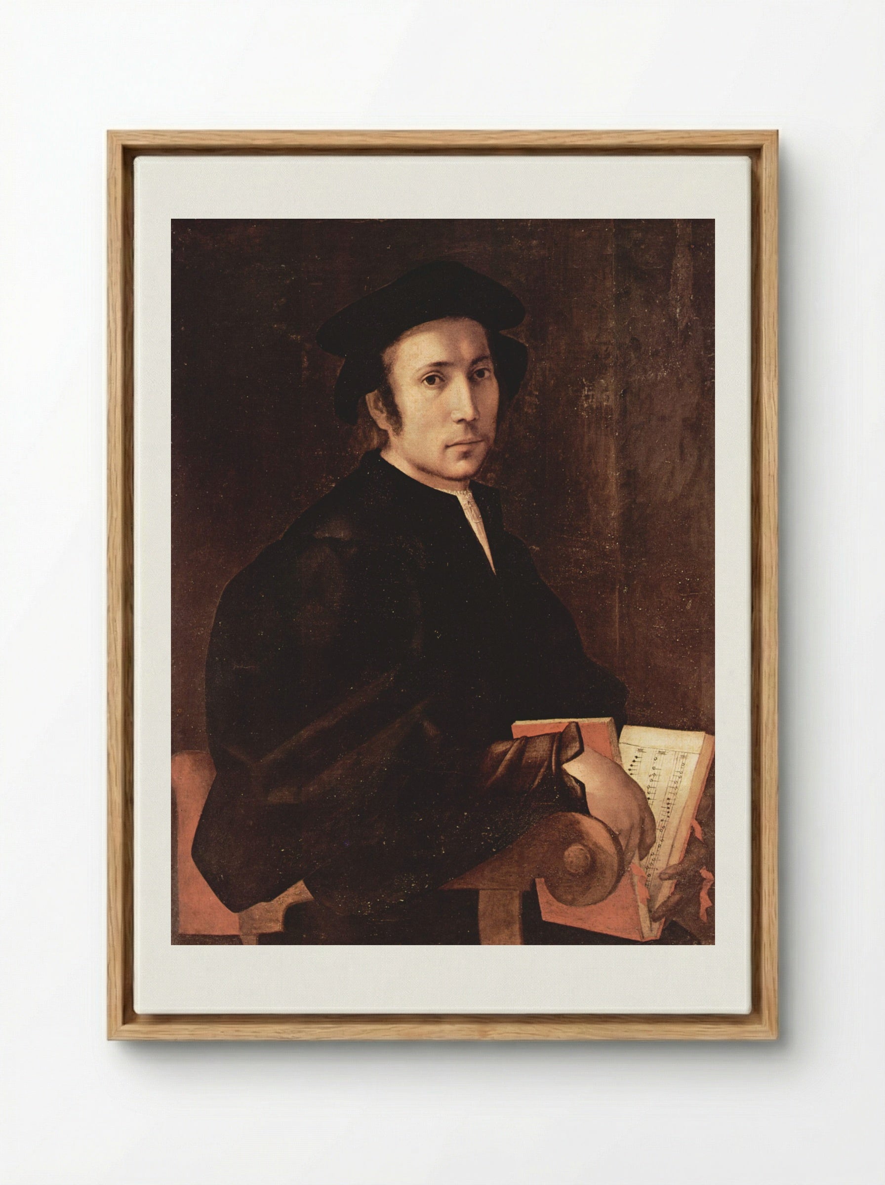Portrait of a Musician - Jacopo Pontormo - Framed Canvas Wood