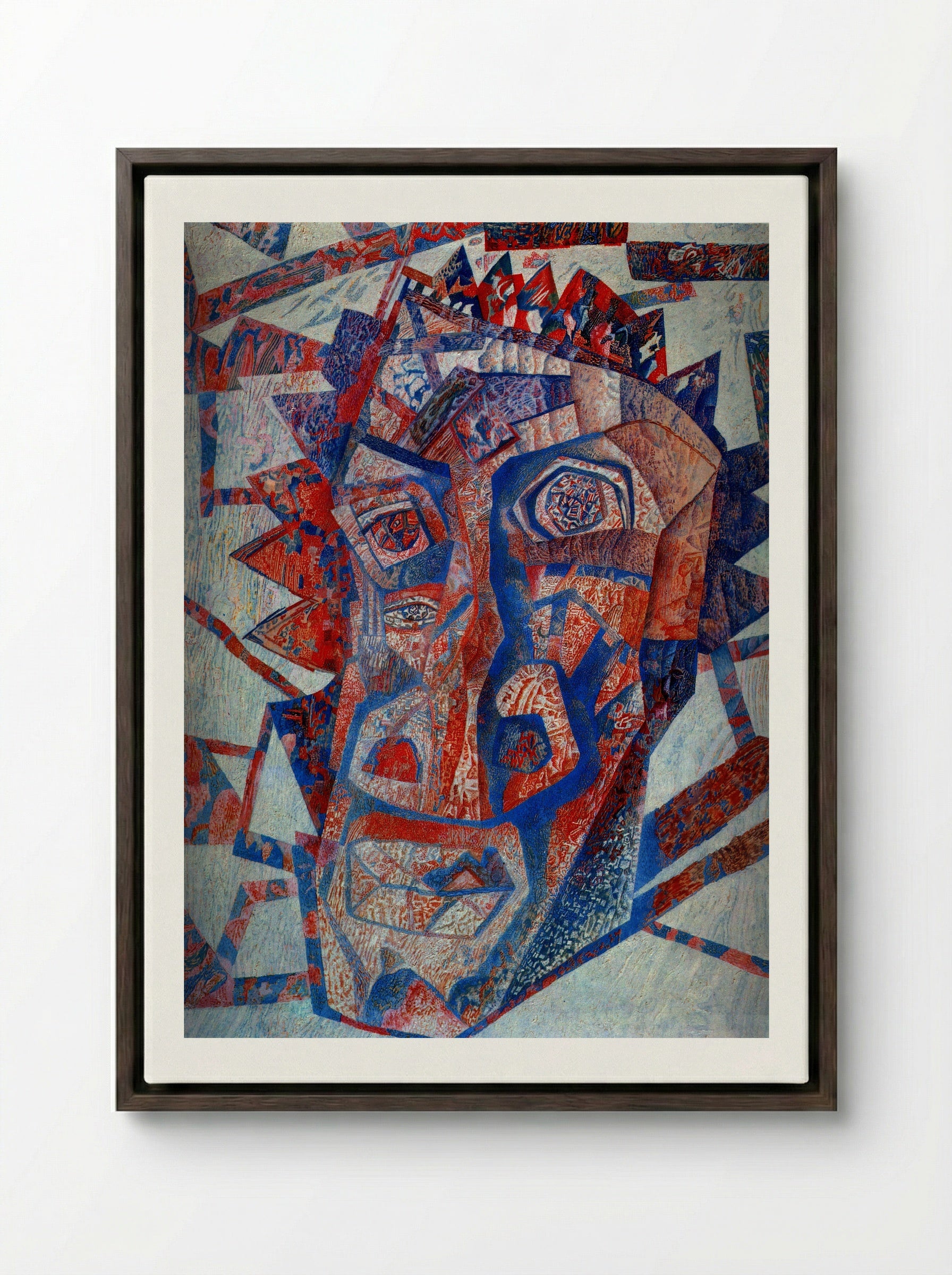 Head - Pavel Filonov - Framed Canvas Dark Wood