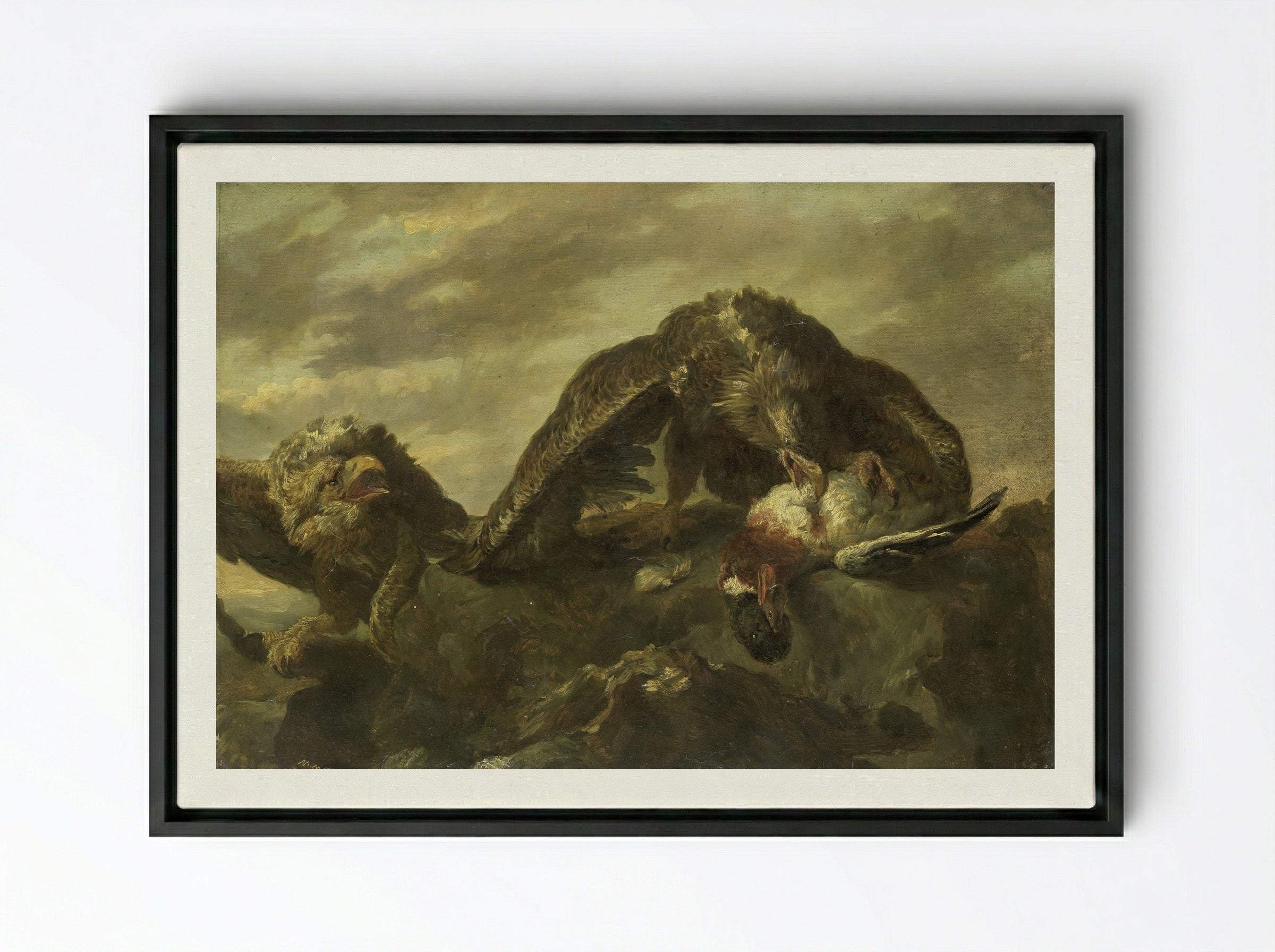 Arenden op rotsen - Matthijs Maris - Framed Canvas Black
