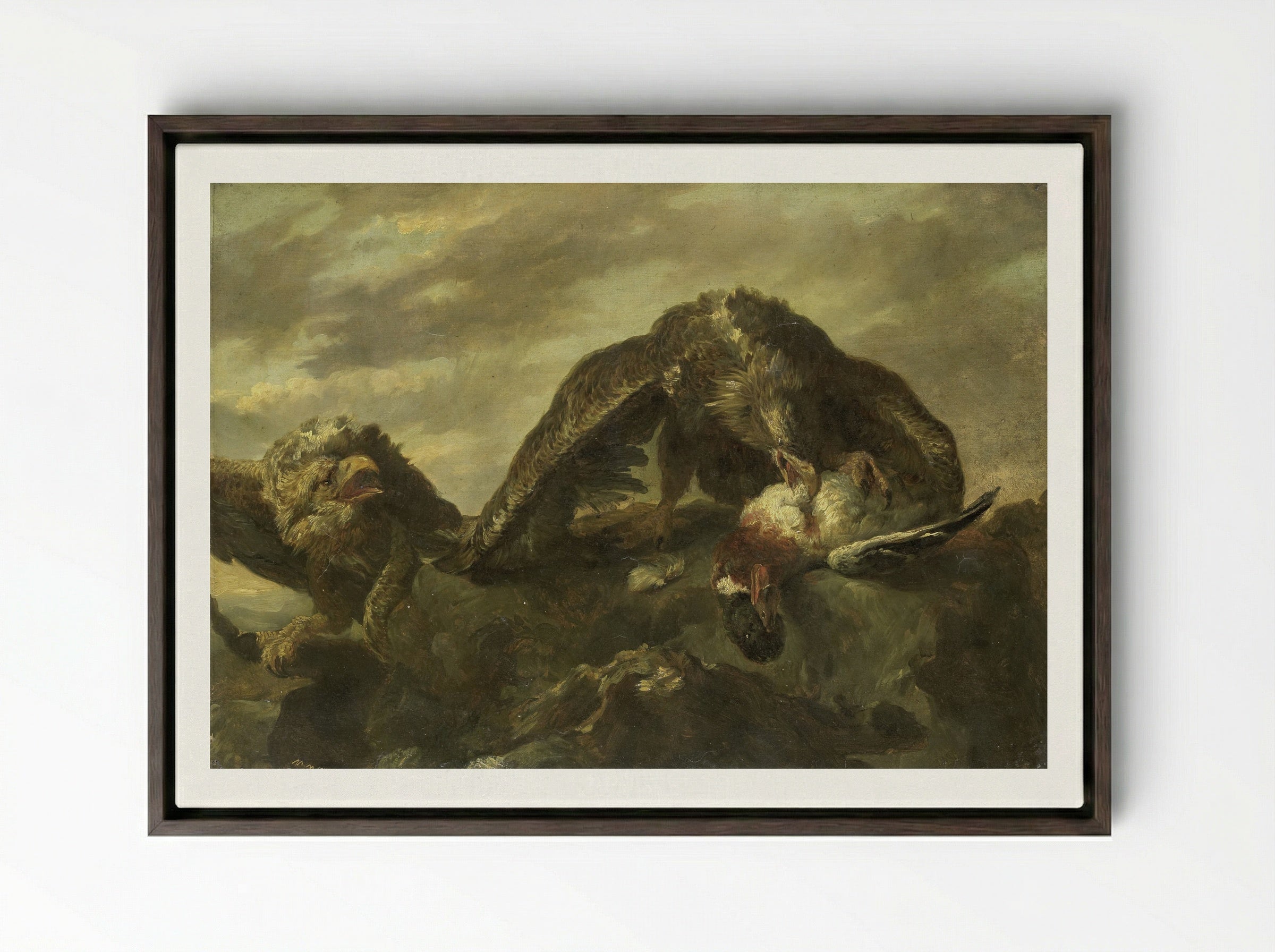 Arenden op rotsen - Matthijs Maris - Framed Canvas Dark Wood