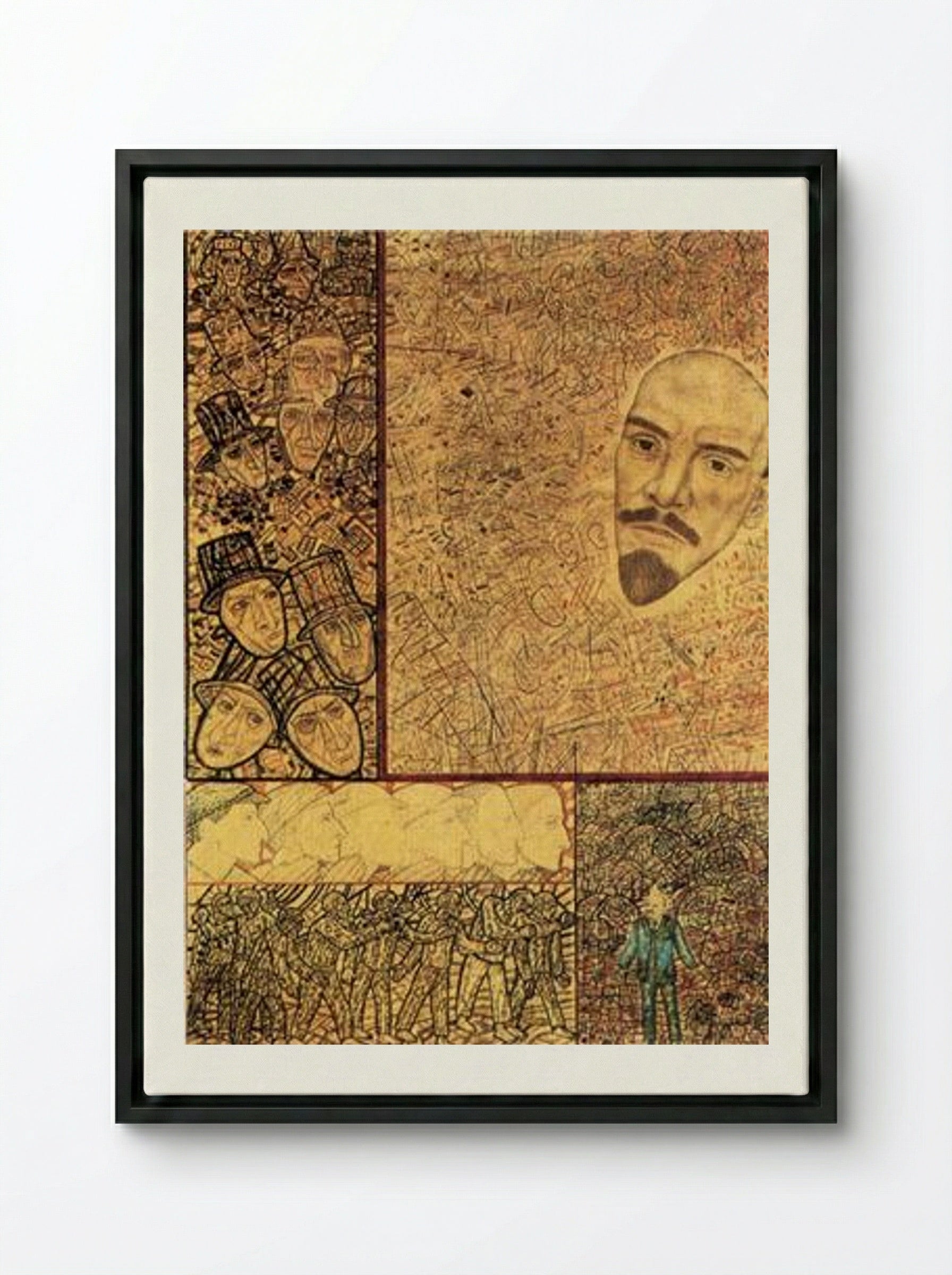 GOELRO (Lenin's Plan for the Electrification of Russia) - Pavel Filonov - Framed Canvas Black