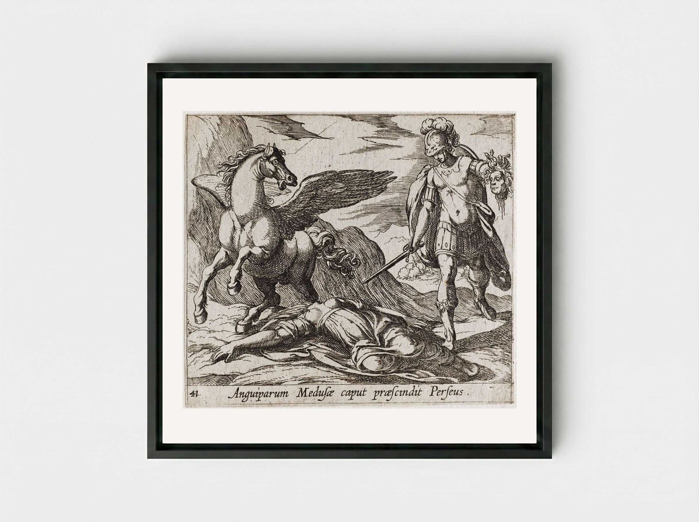 Perseus Killing Medusa - Antonio Tempesta - Framed Canvas Black