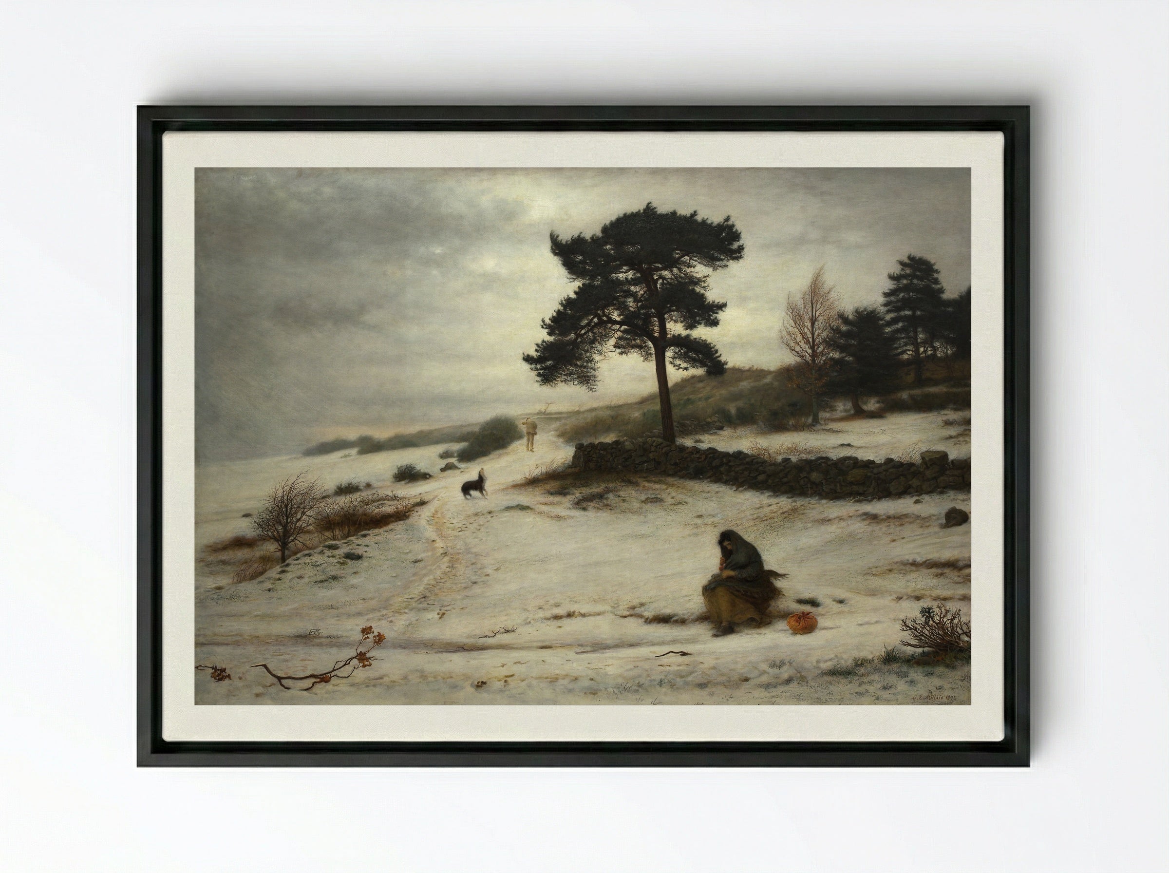 Blow, Blow, Thou Winter Wind - John Everett Millais - Framed Canvas Black