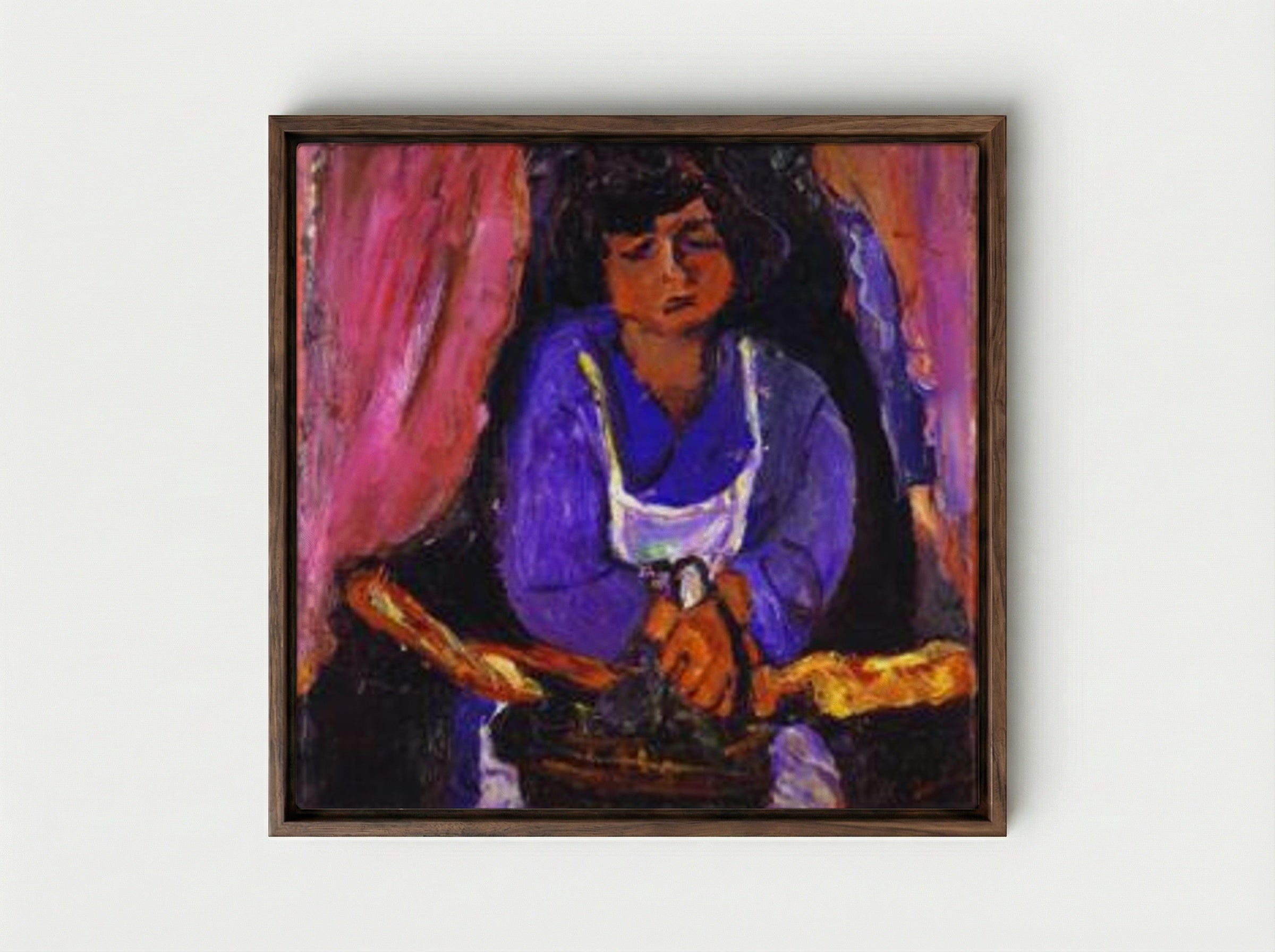 Servant Girl in Blue - Chaim Soutine - Framed Canvas Dark Wood