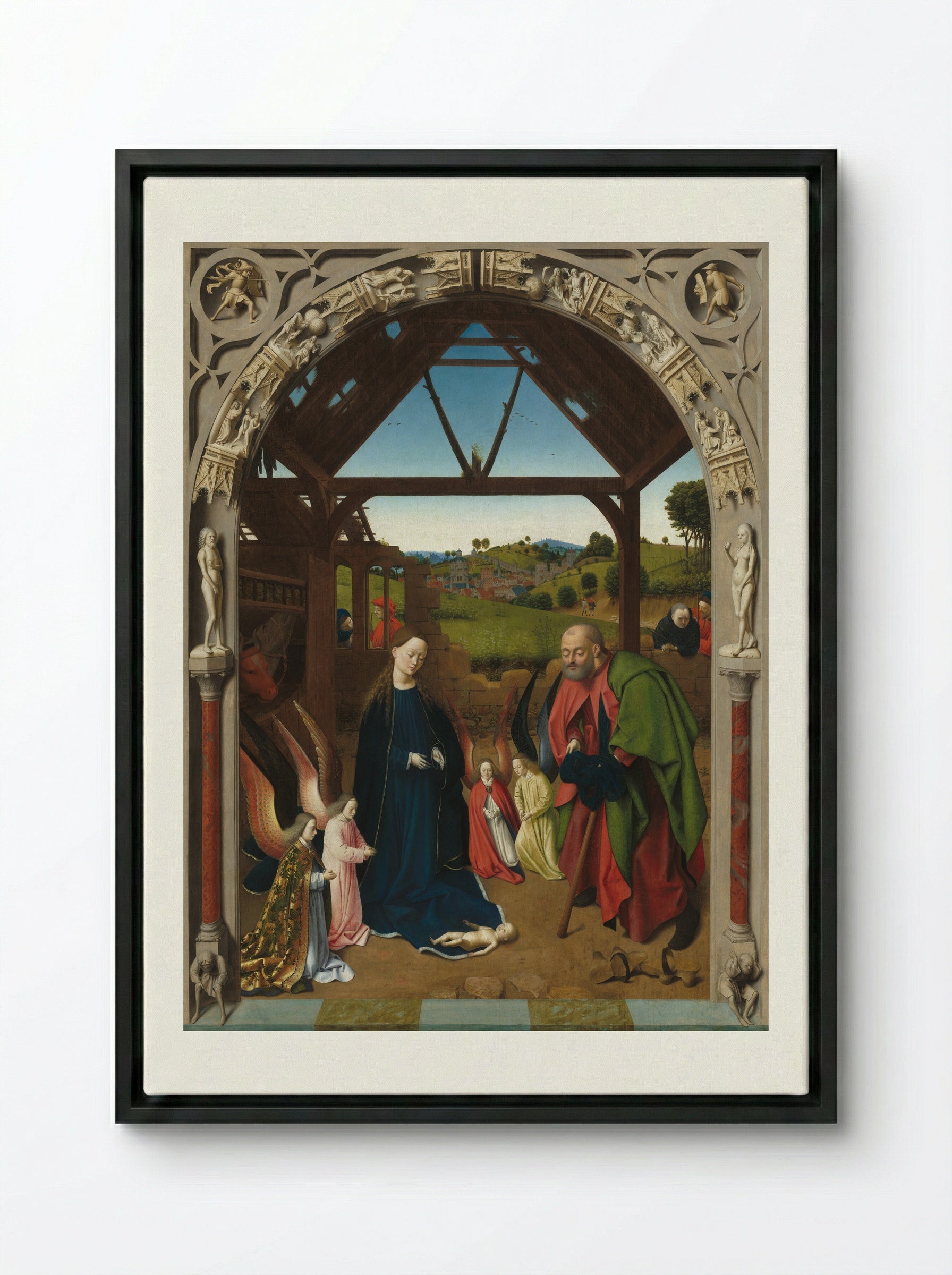 Nativity - Petrus Christus - Framed Canvas Black
