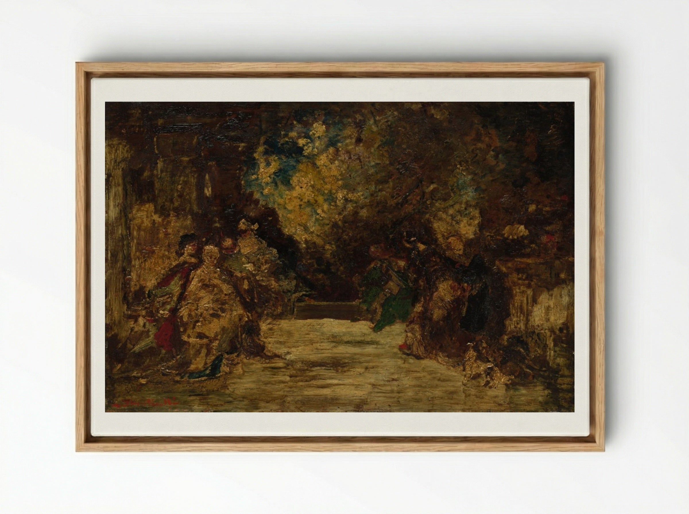 Figures on a Terrace - Adolphe Monticelli - Framed Canvas Wood