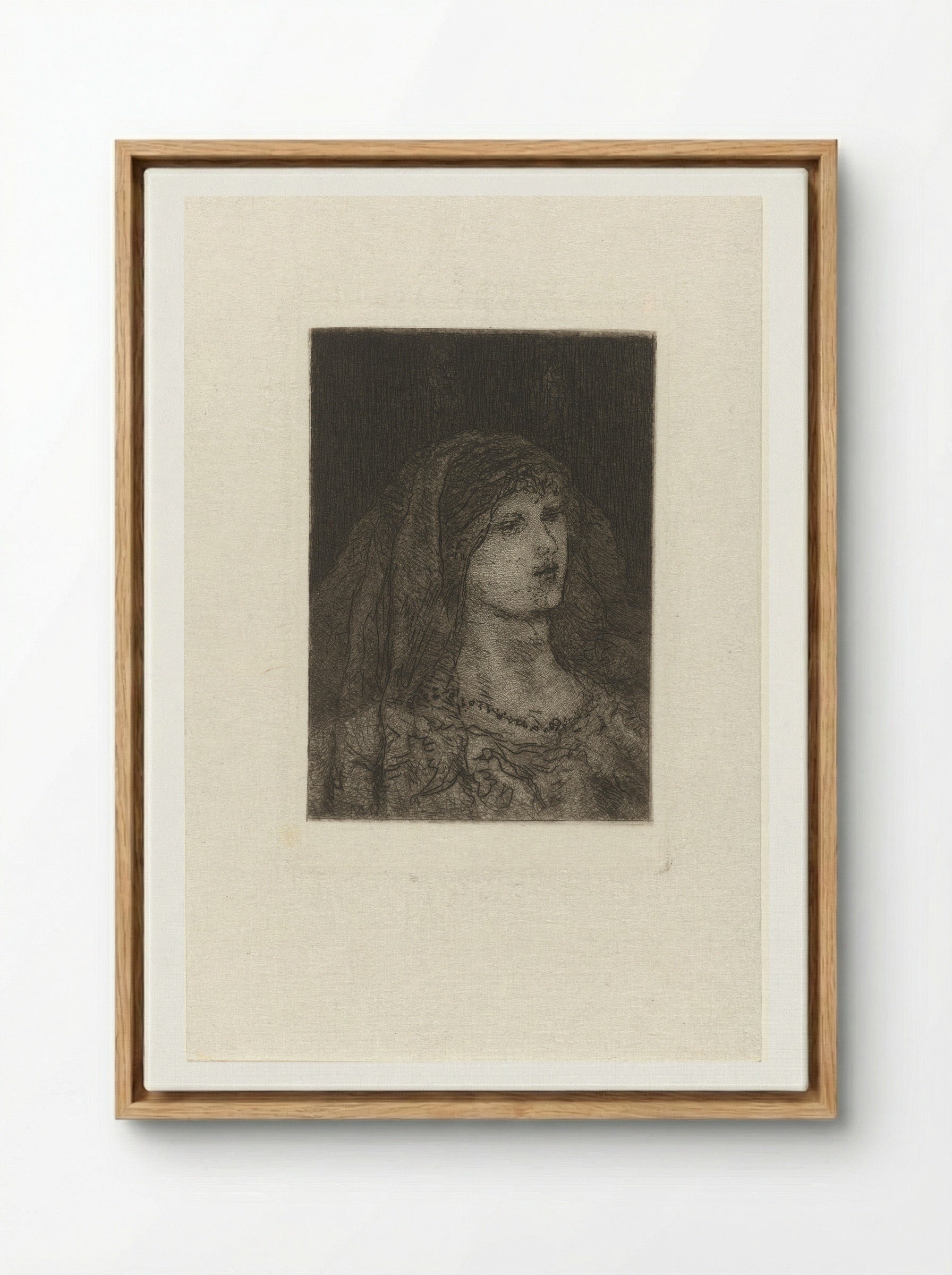 Vrouw met sluier - Matthijs Maris - Framed Canvas Wood
