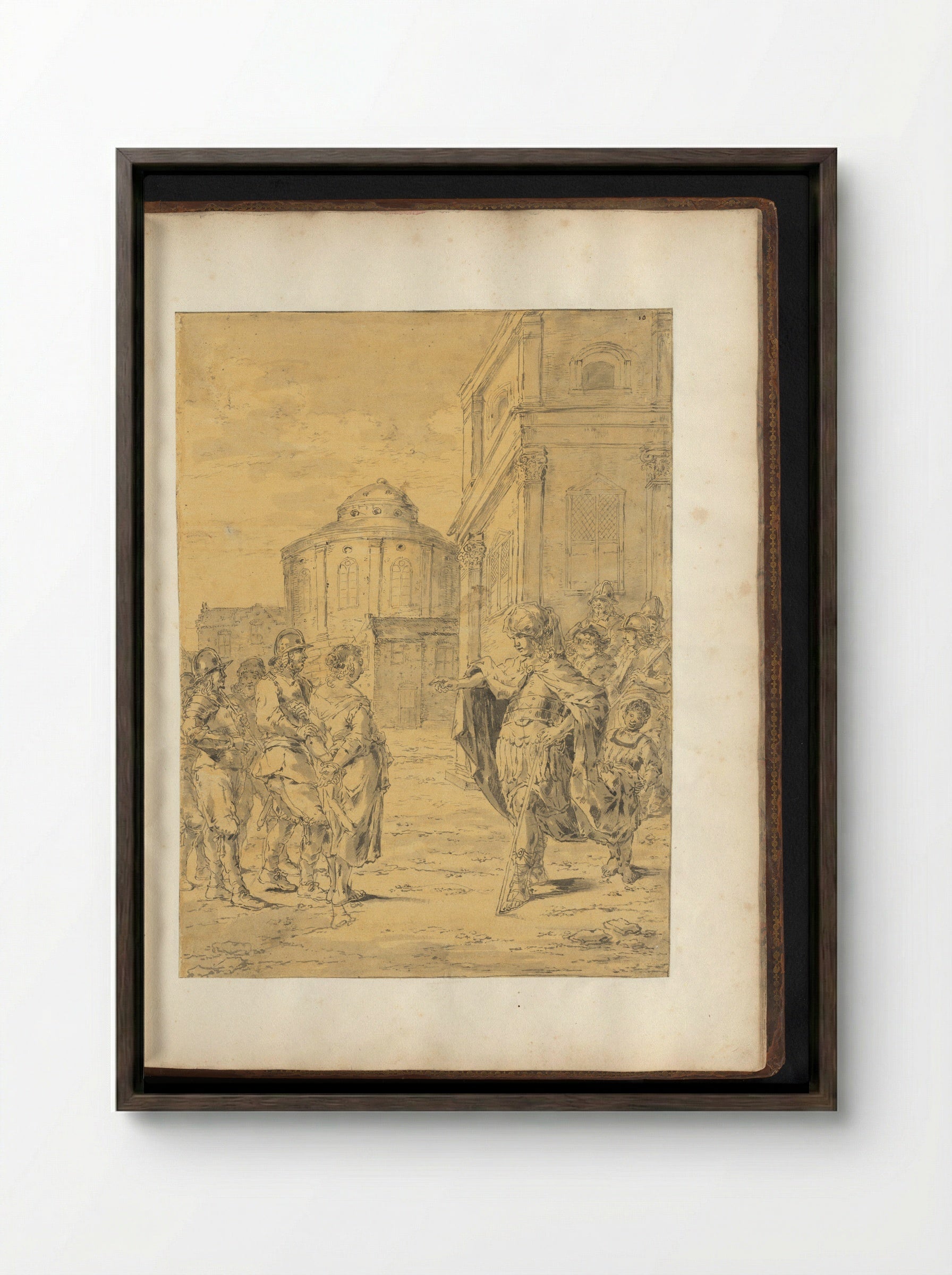 Timoclea Brought Before Alexander the Great - Leonaert Bramer - Framed Canvas Dark Wood