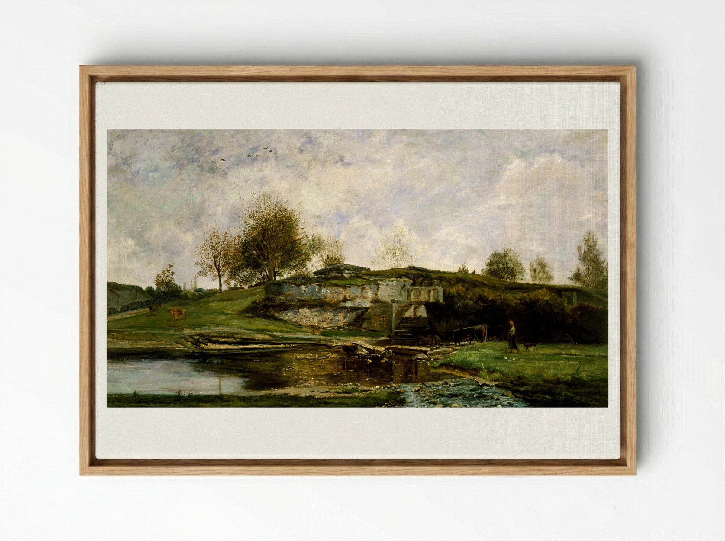 Sluice in the Optevoz Valley - Charles-François Daubigny - Framed Canvas Wood