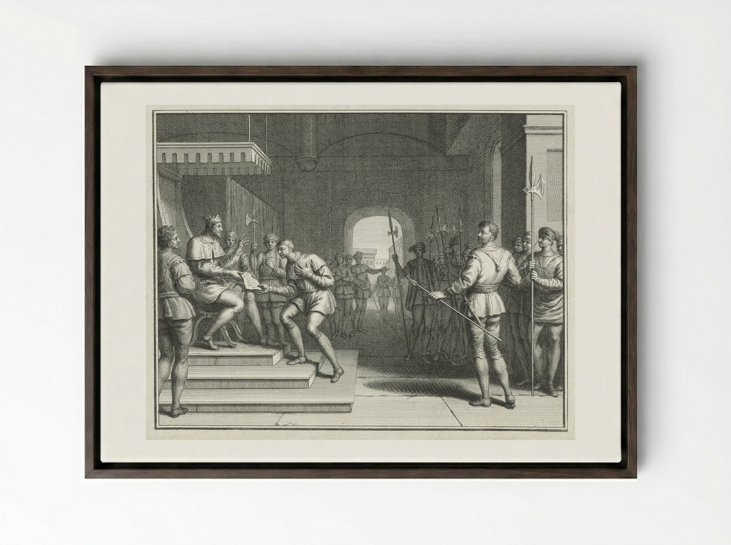 Karel de Eenvoudige verleent Dirk I de titel graaf van Holland - Pieter Tanjé - Framed Canvas Dark Wood