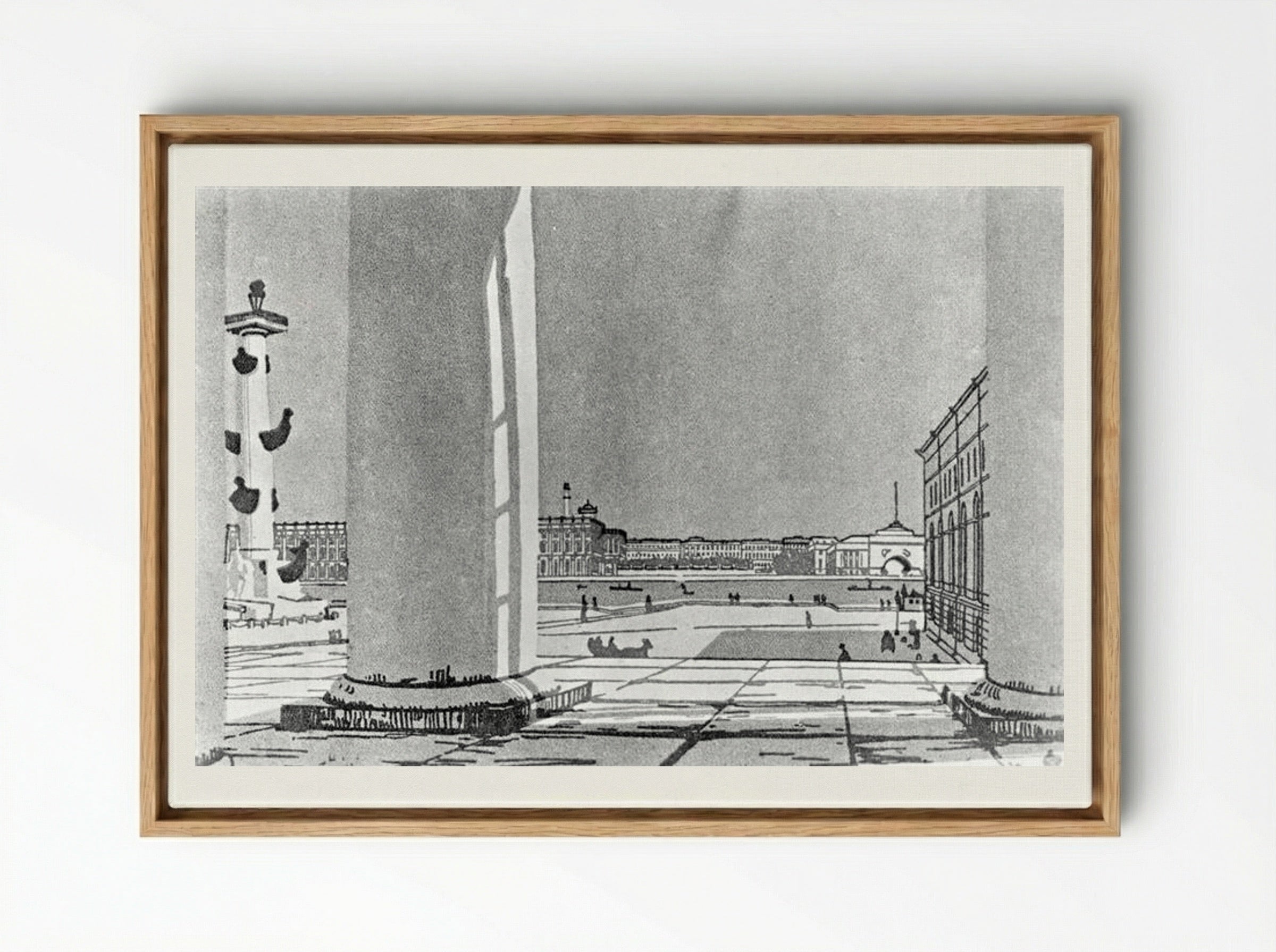 Neva through the columns of the Exchange - Anna Ostroumova-Lebedeva - Framed Canvas Wood