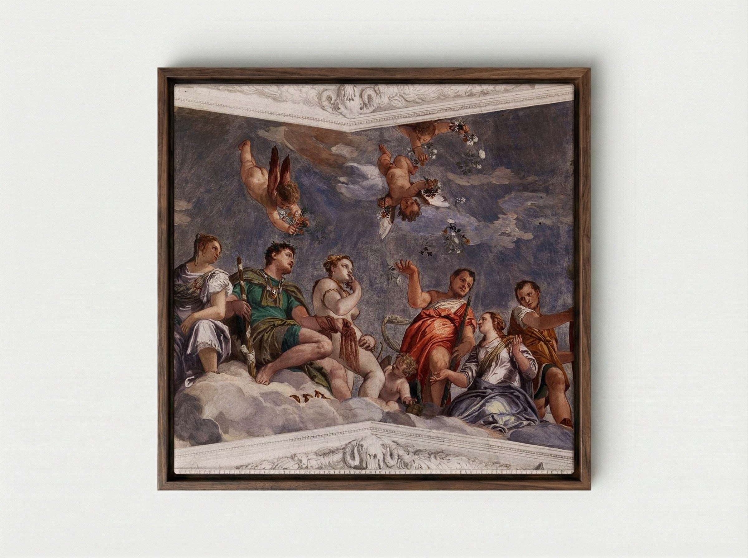 Hymen, Juno and Venus - Paolo Veronese - Framed Canvas Dark Wood