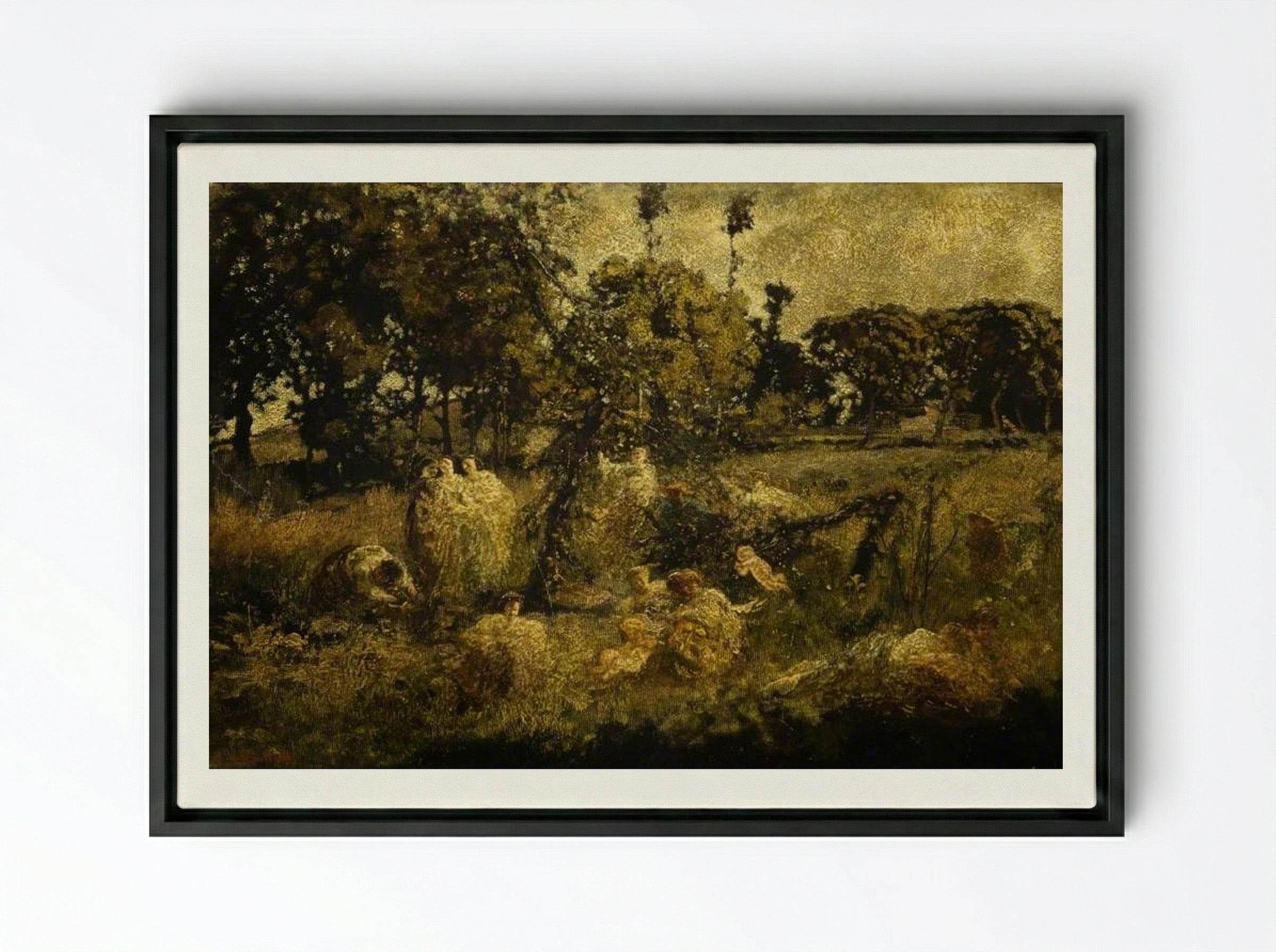Autumn - Adolphe Monticelli - Framed Canvas Black