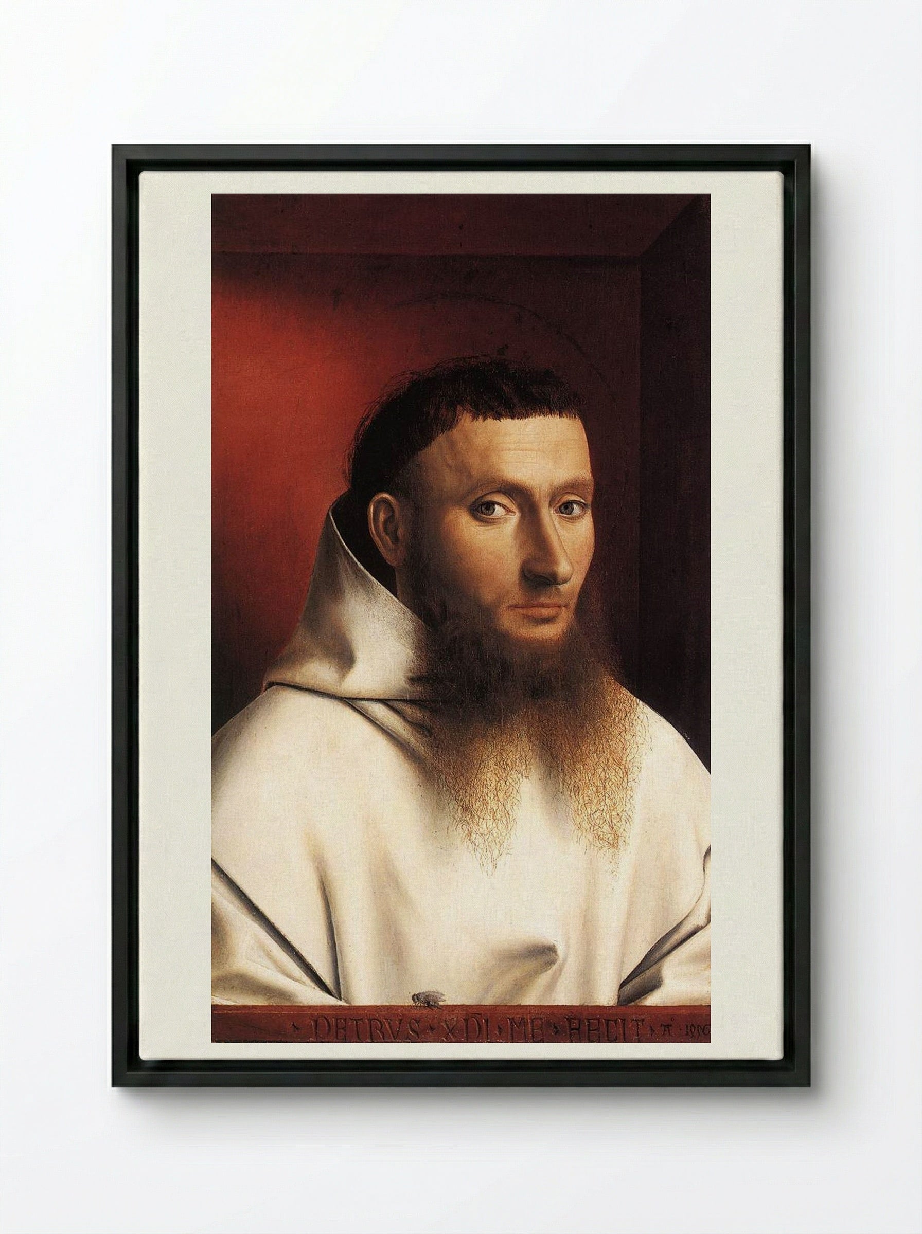 Portrait of a Carthusian - Petrus Christus - Framed Canvas Black