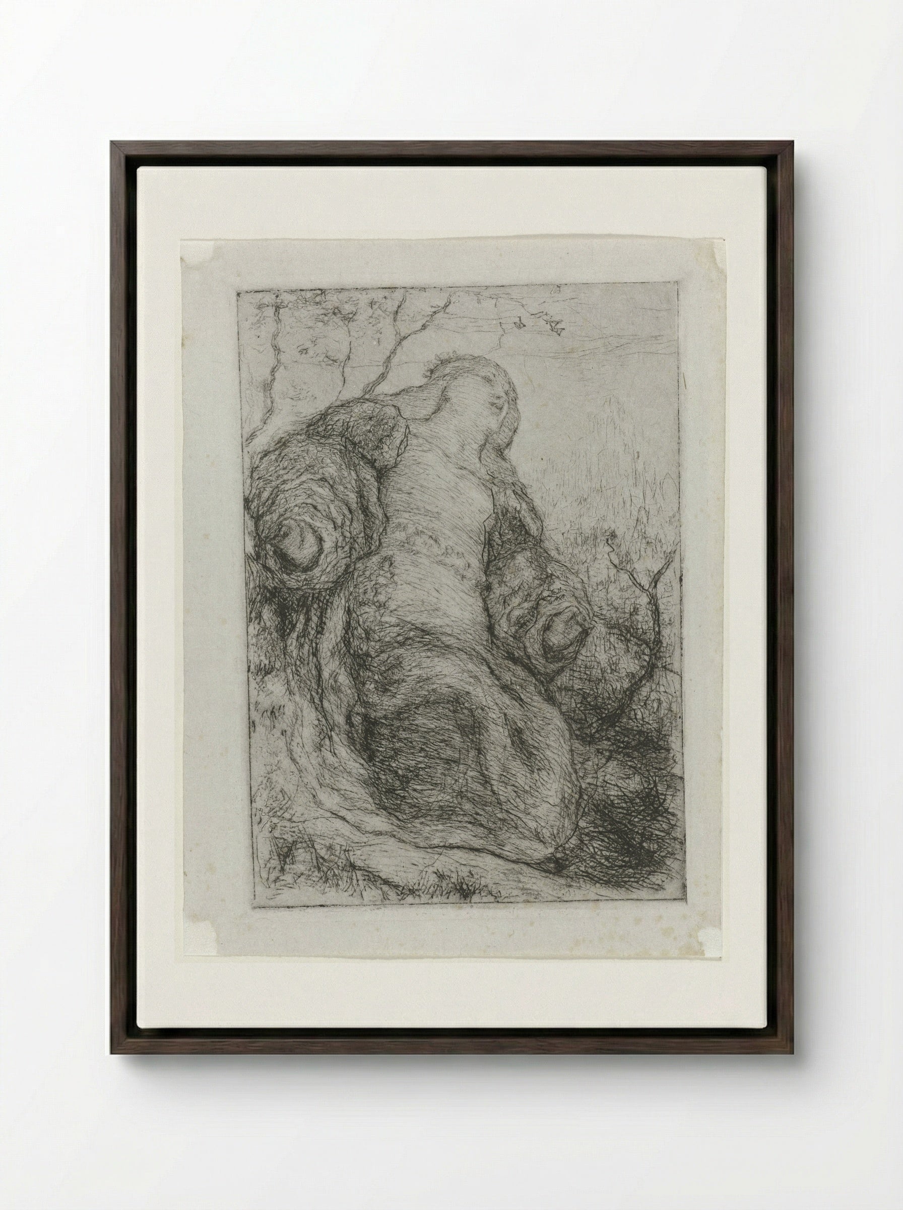 Vrouw onder een boom - Matthijs Maris - Framed Canvas Dark Wood