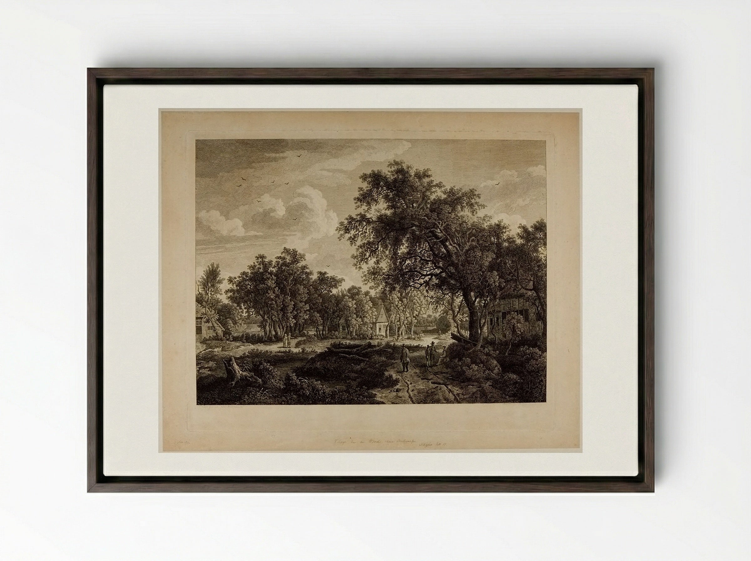 View of a Village in a Wood, near Antwerp - François Vivares - Framed Canvas Dark Wood