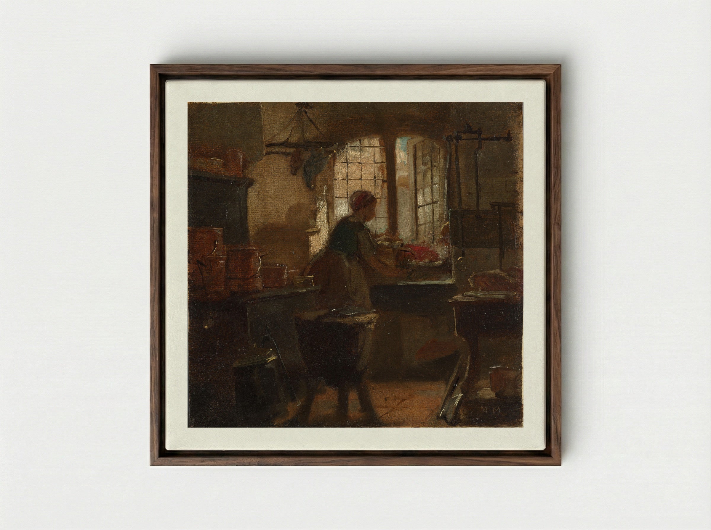 Kitchen - Matthijs Maris - Framed Canvas Dark Wood