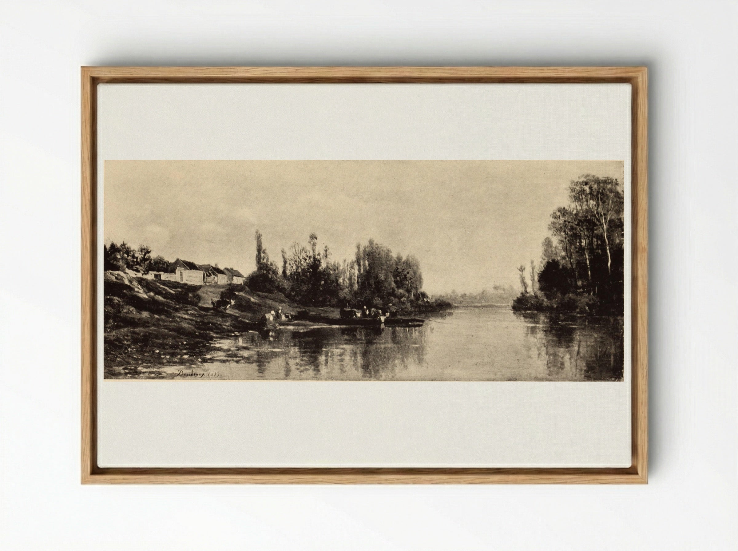A Bend in the River Oise - Charles-Francois Daubigny - Framed Canvas Wood