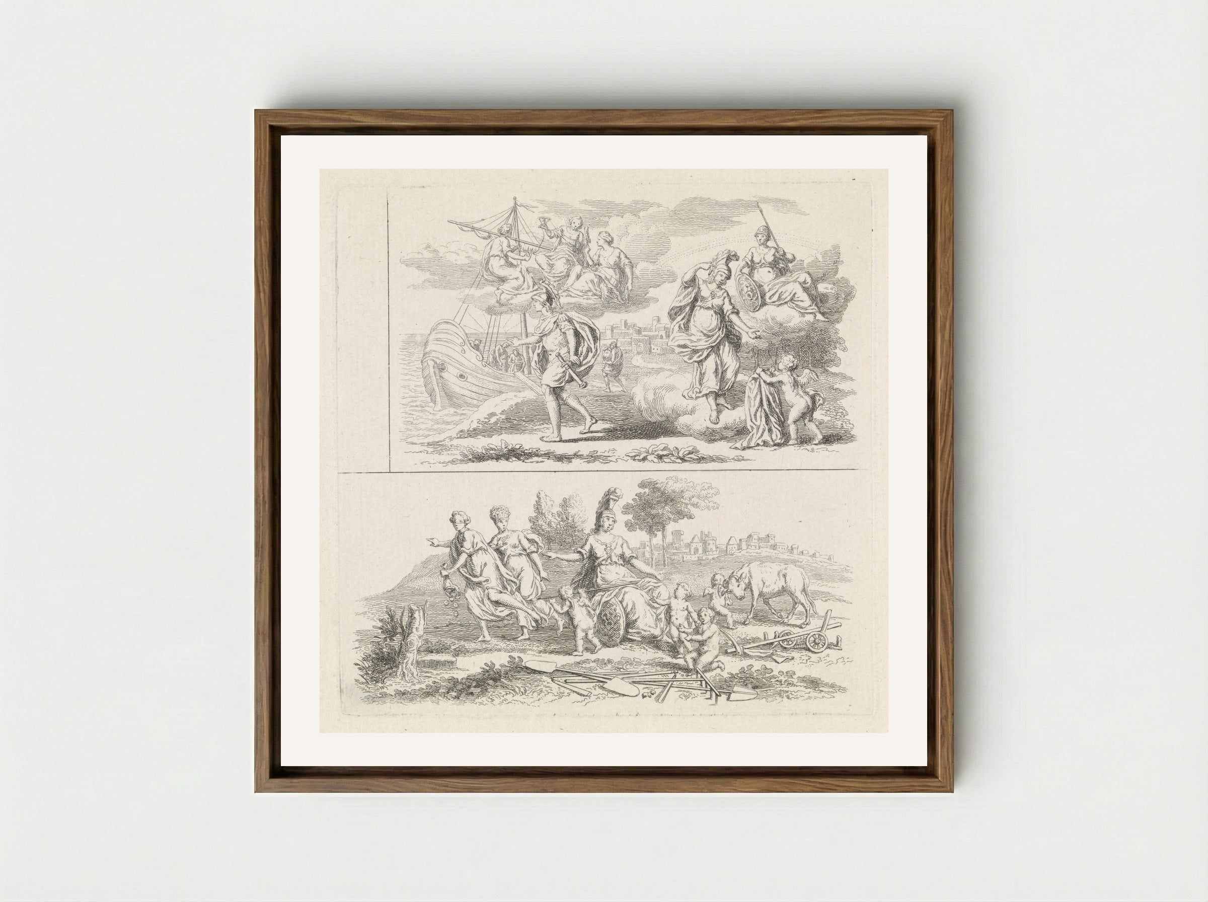 Twee voorstellingen met Minerva - Pieter Tanjé - Framed Canvas Wood