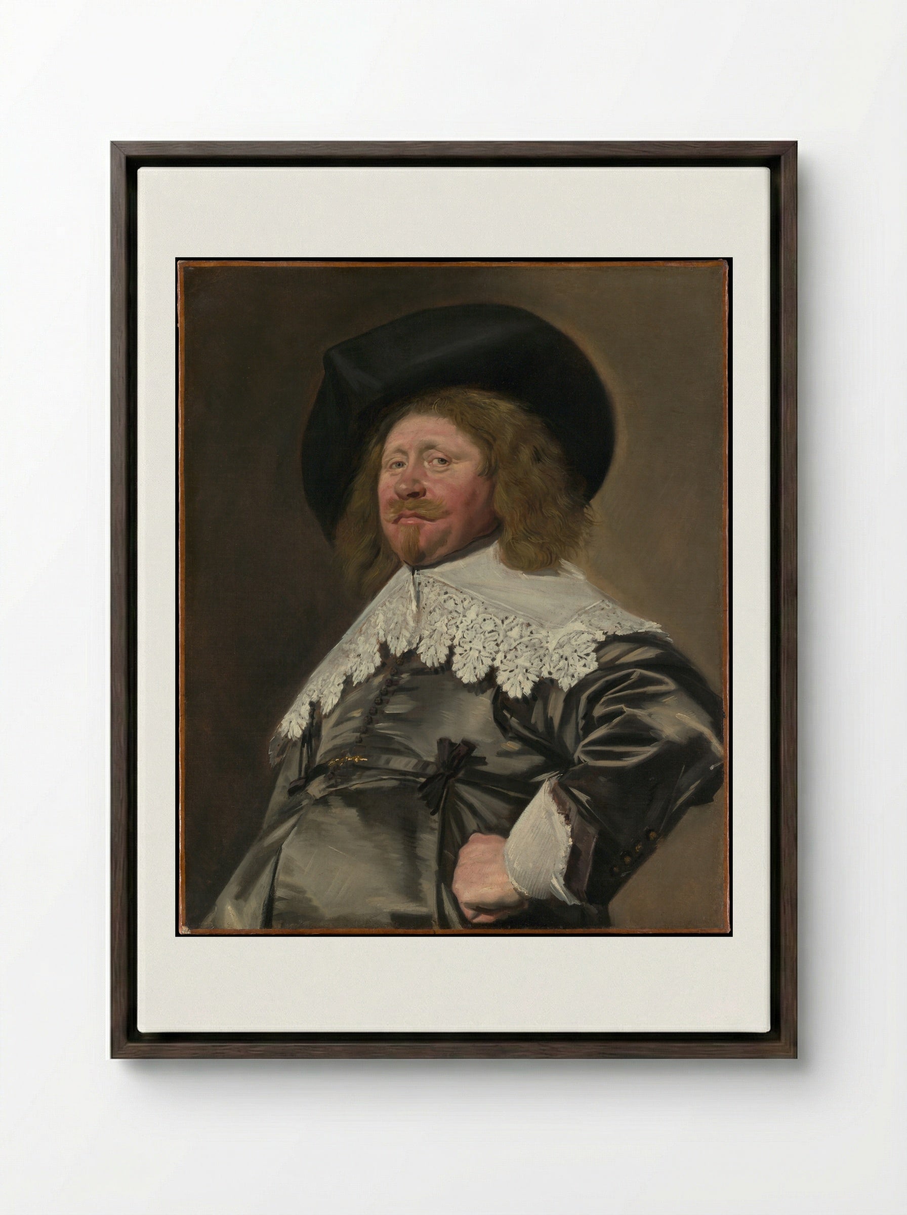Portrait of a Man, Possibly Nicolaes Pietersz Duyst van Voorhout - Frans Hals - Framed Canvas Dark Wood
