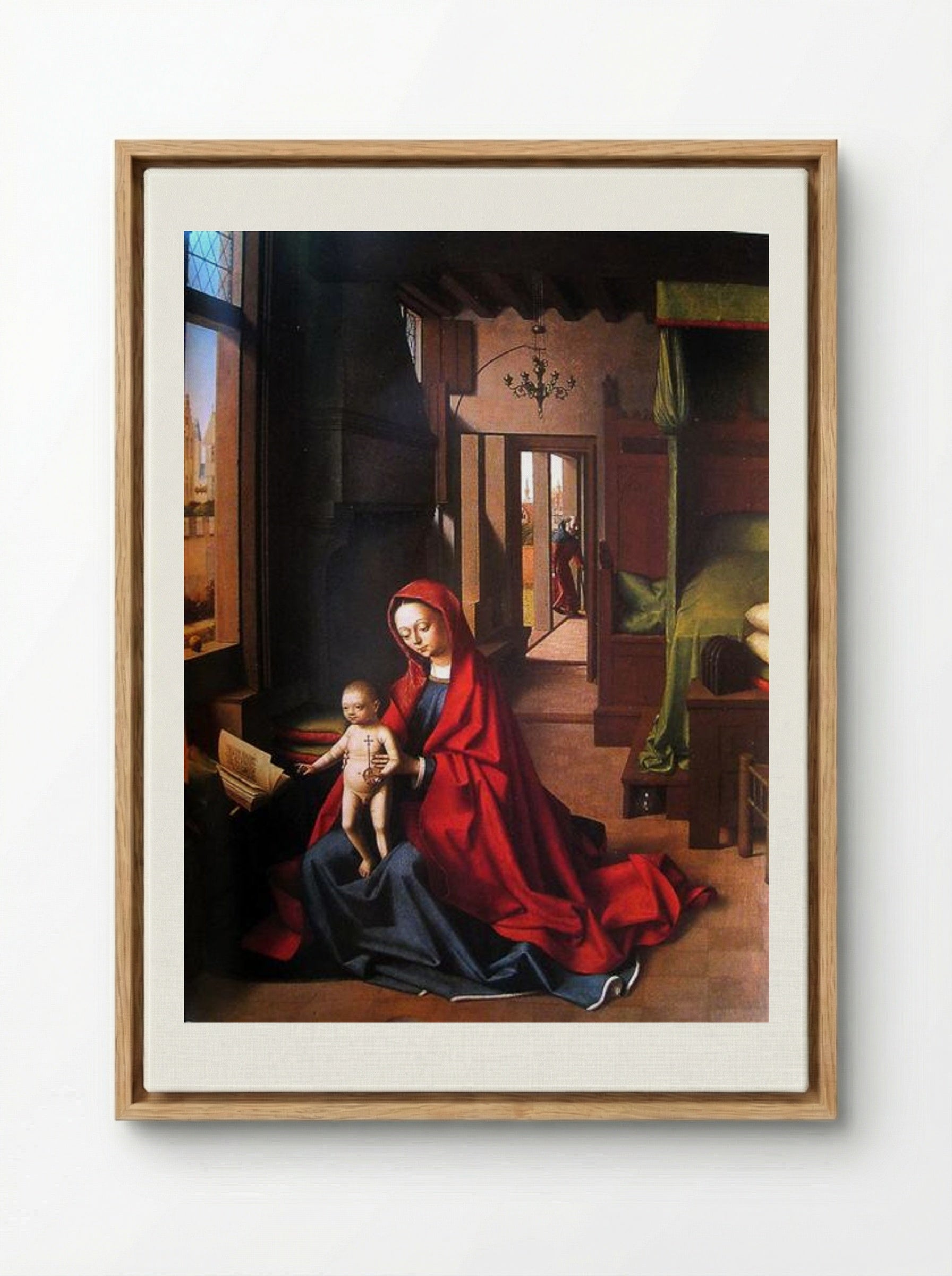 The Virgin and Child in a Gothic Interior - Petrus Christus - Framed Canvas Wood