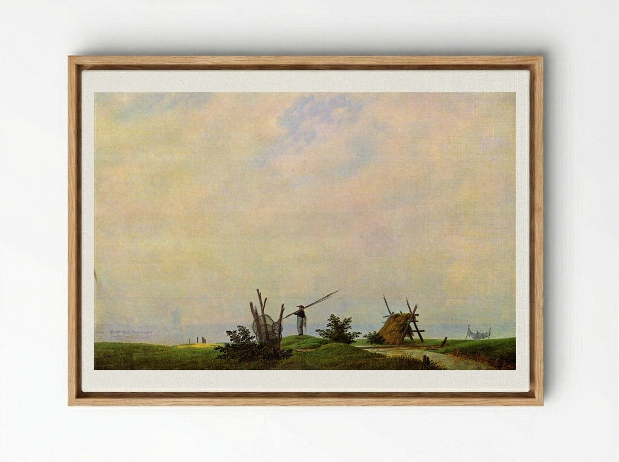 Sea beach with fisherman - Caspar David Friedrich - Framed Canvas Wood
