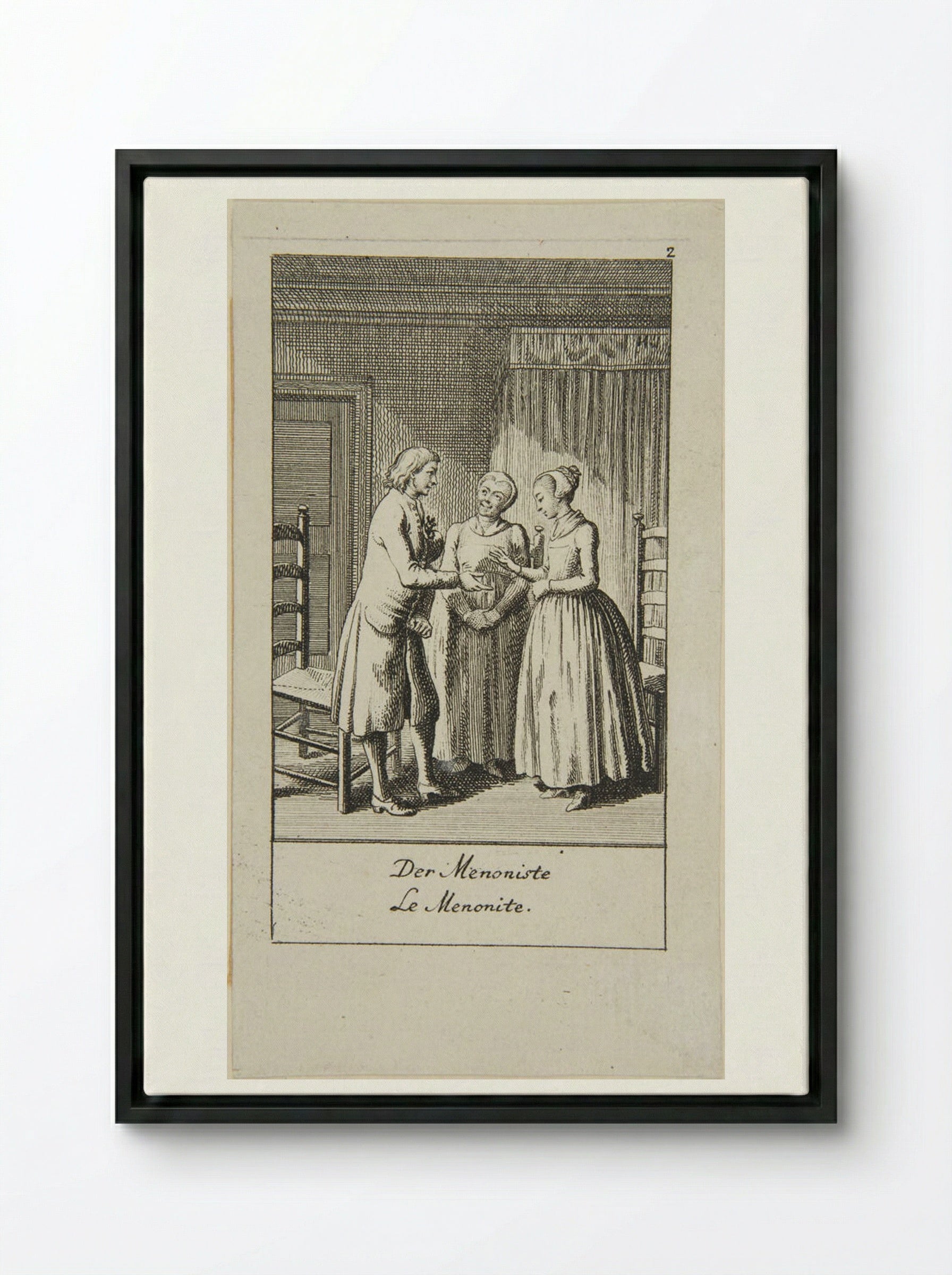 Illustration for Wedding Proposals: The Mennonite - Daniel Nikolaus Chodowiecki - Framed Canvas Black
