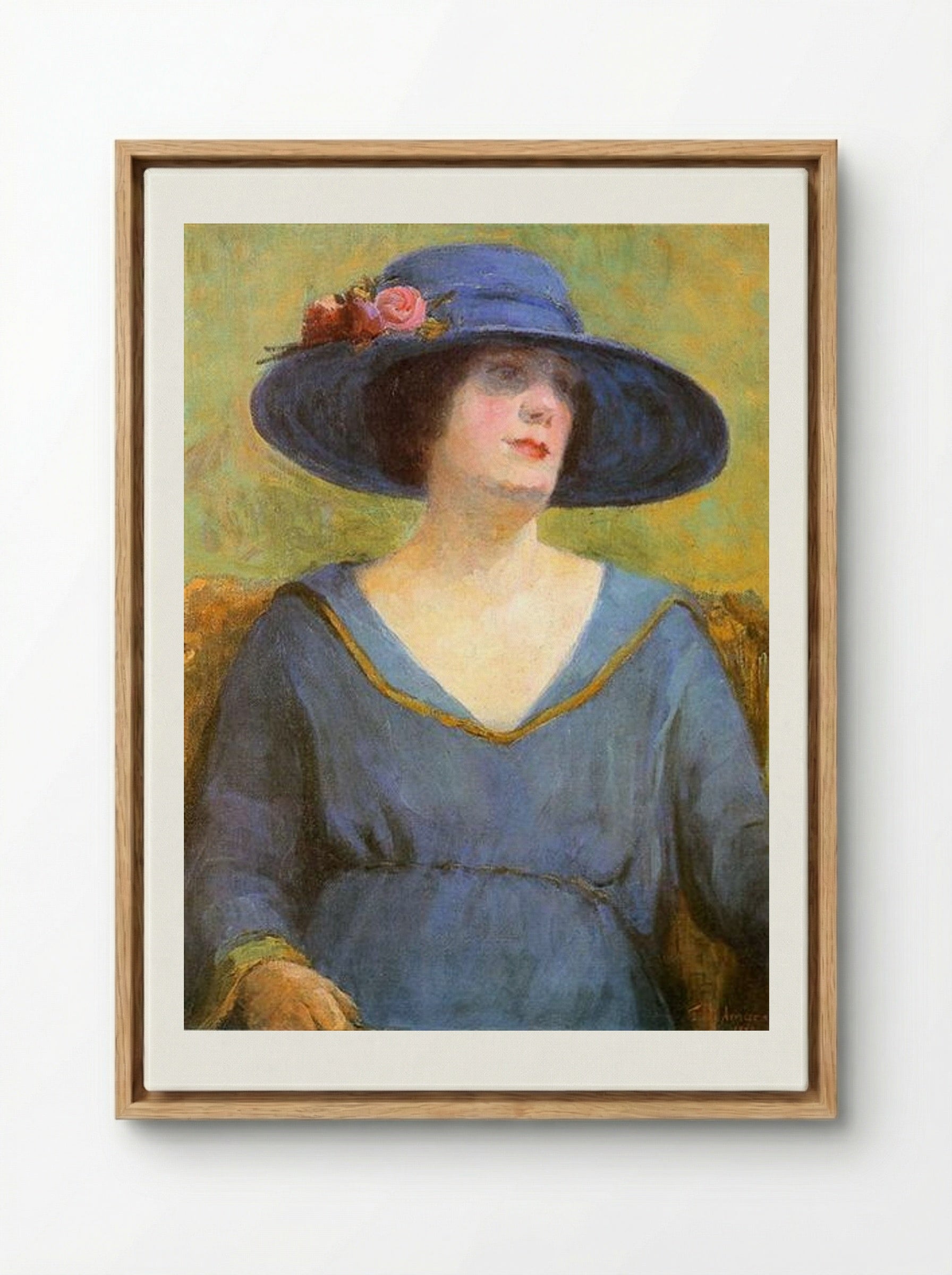 Blue Hat - Tarsila do Amaral - Framed Canvas Wood