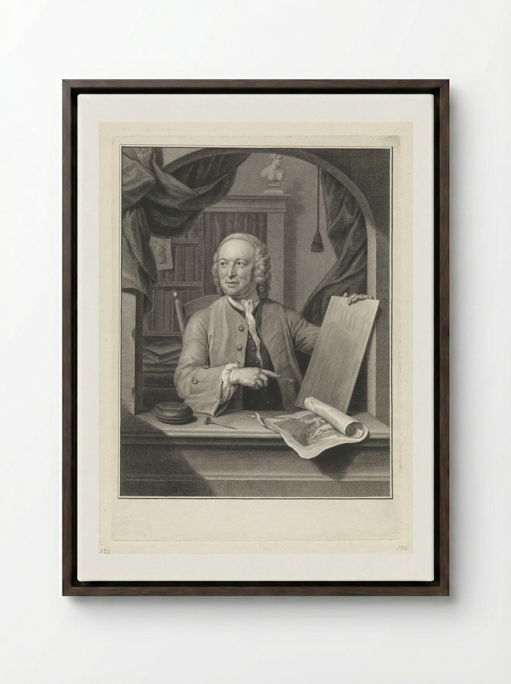 Portret van Maurits, prins van Oranje - Pieter Tanjé - Framed Canvas Dark Wood