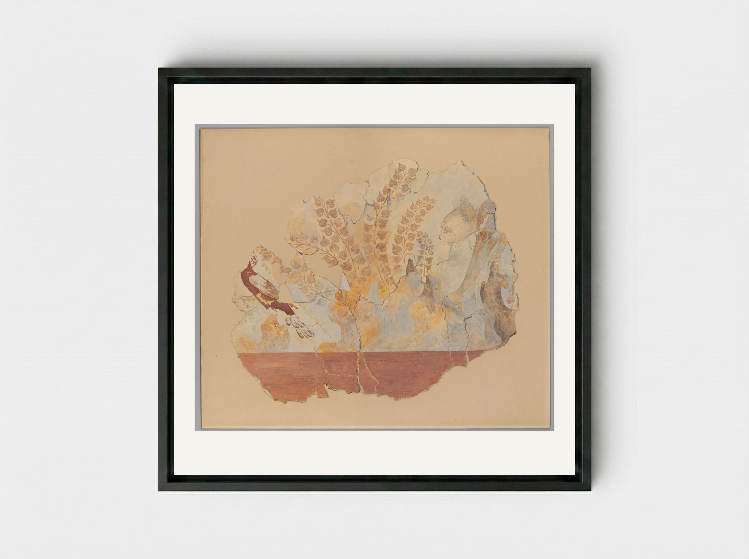 Cat Hunting a Pheasant - Fine Art Print - Framed Canvas Black