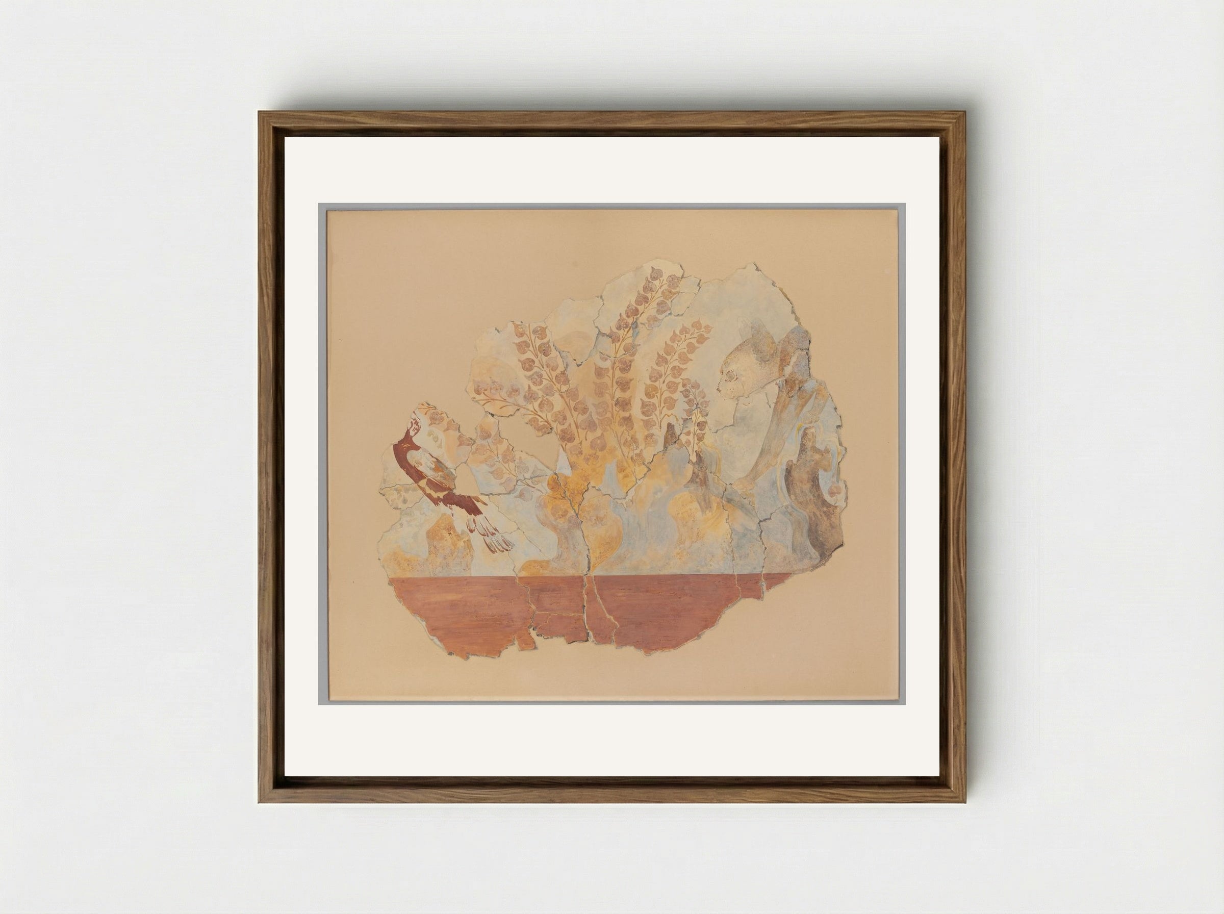 Cat Hunting a Pheasant - Fine Art Print - Framed Canvas Wood