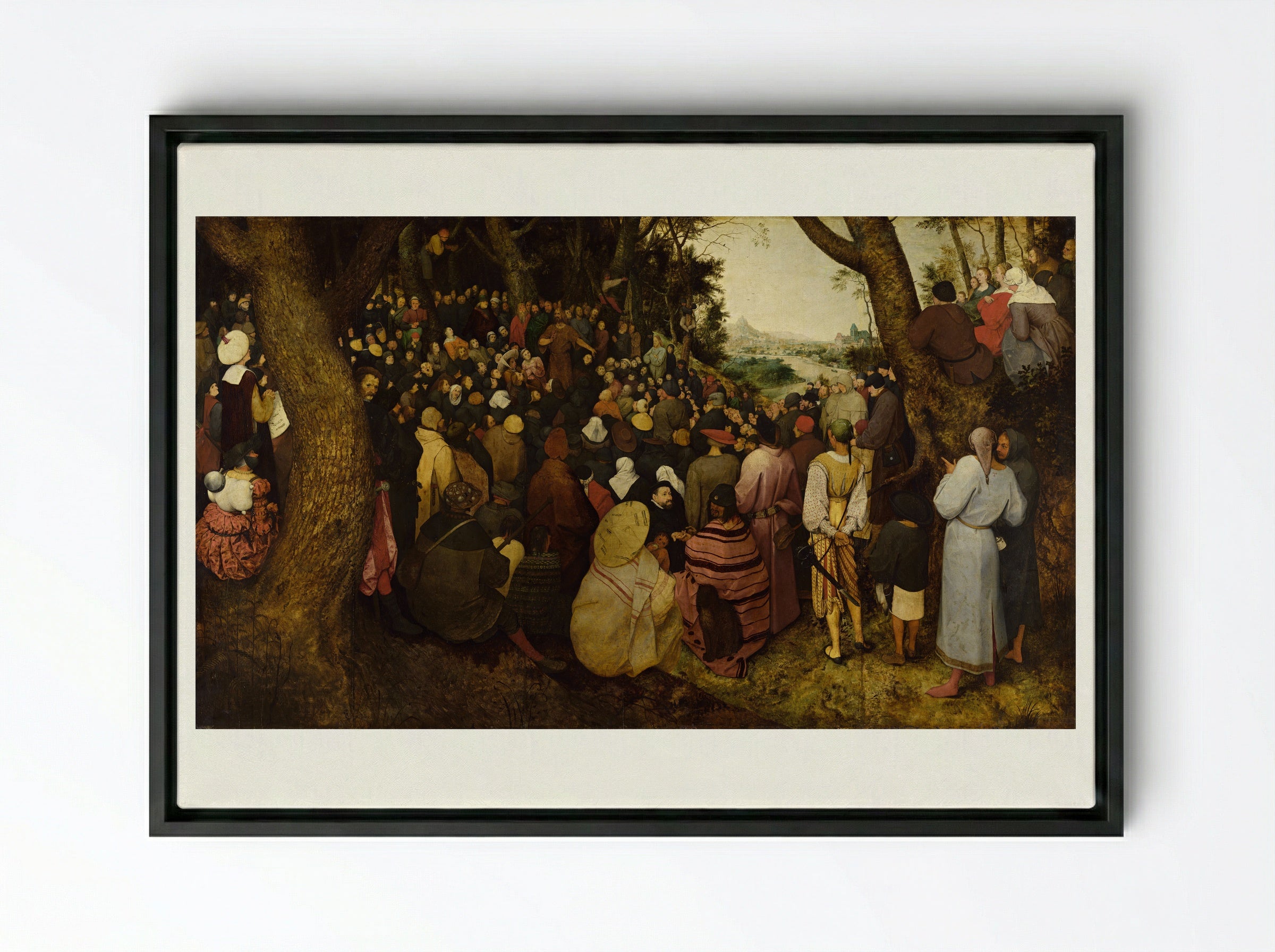 The Sermon of St. John the Baptist - Pieter Bruegel the Elder - Framed Canvas Black