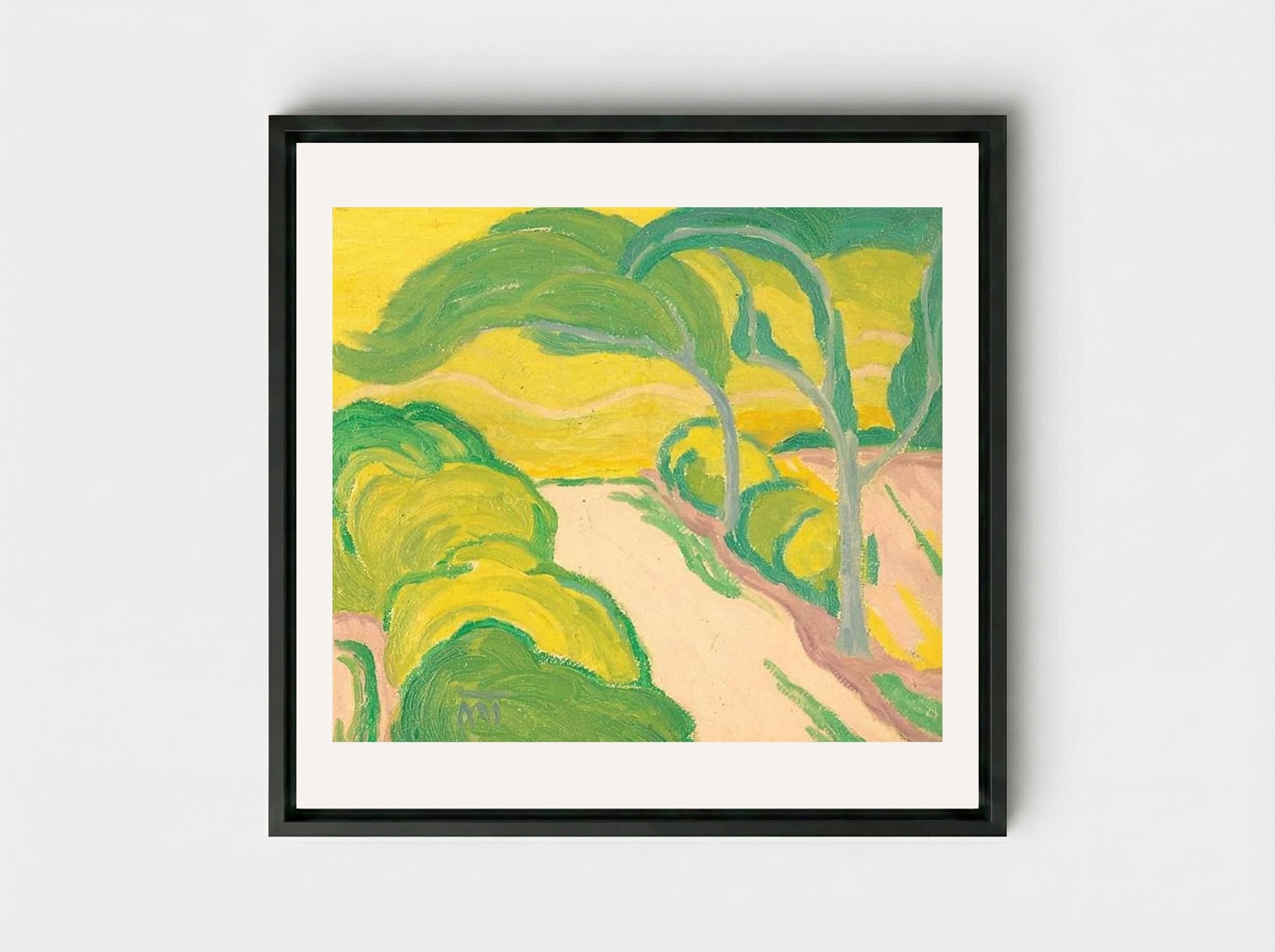 Landscape with Road - János Mattis-Teutsch - Framed Canvas Black