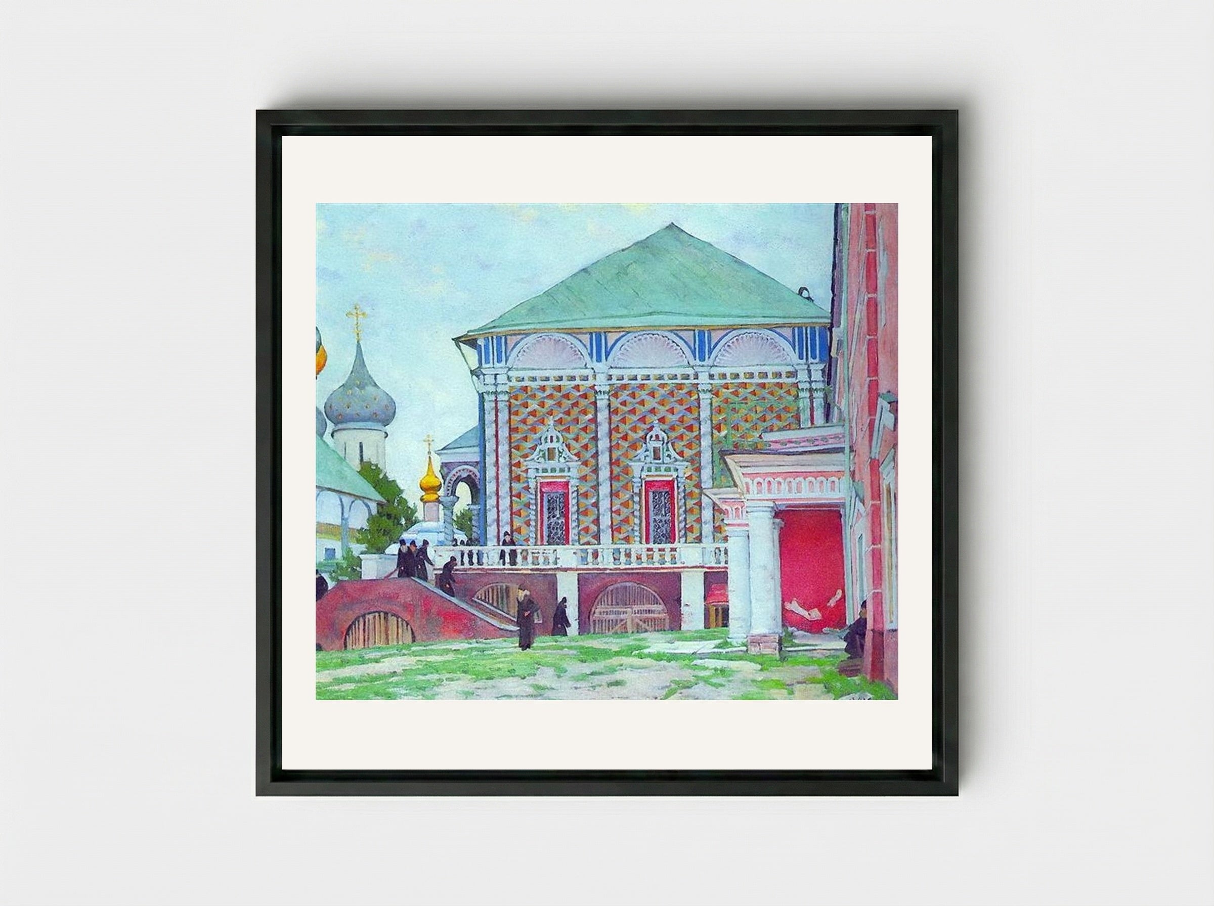 Refectory of the Trinity Sergius Lavra - Konstantin Yuon - Framed Canvas Black