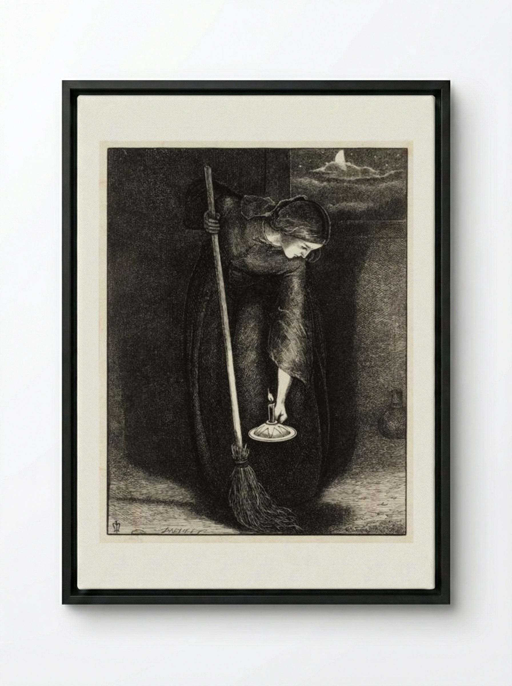 The Lost Piece of Silver - John Everett Millais - Framed Canvas Black