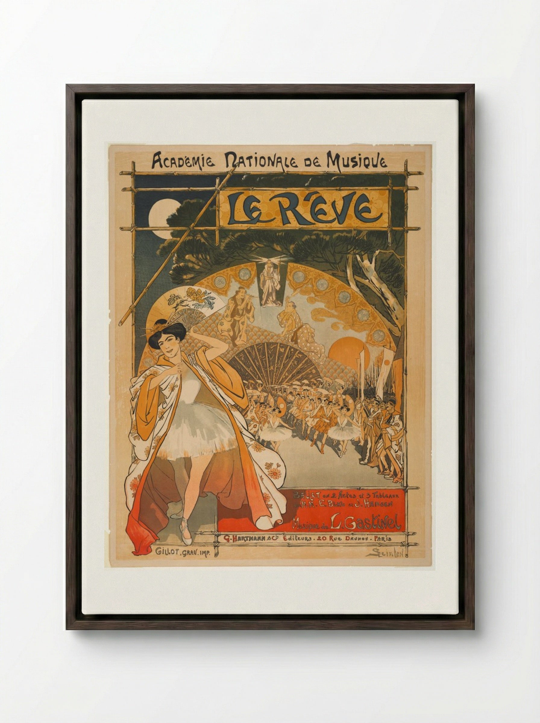 Le Rêve - Théophile Alexandre Steinlen - Framed Canvas Dark Wood