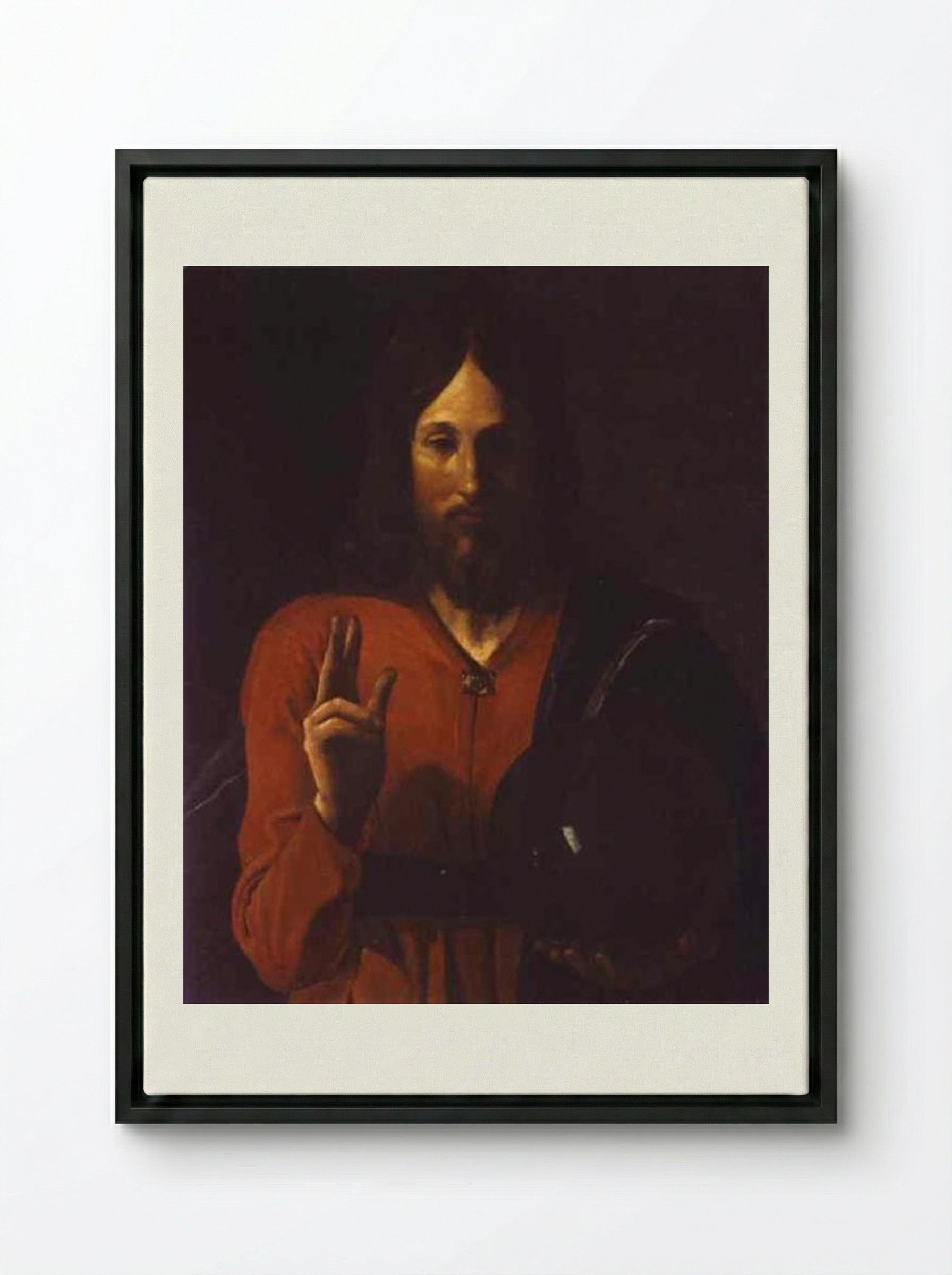 Christ Bénissant - Georges de la Tour - Framed Canvas Black