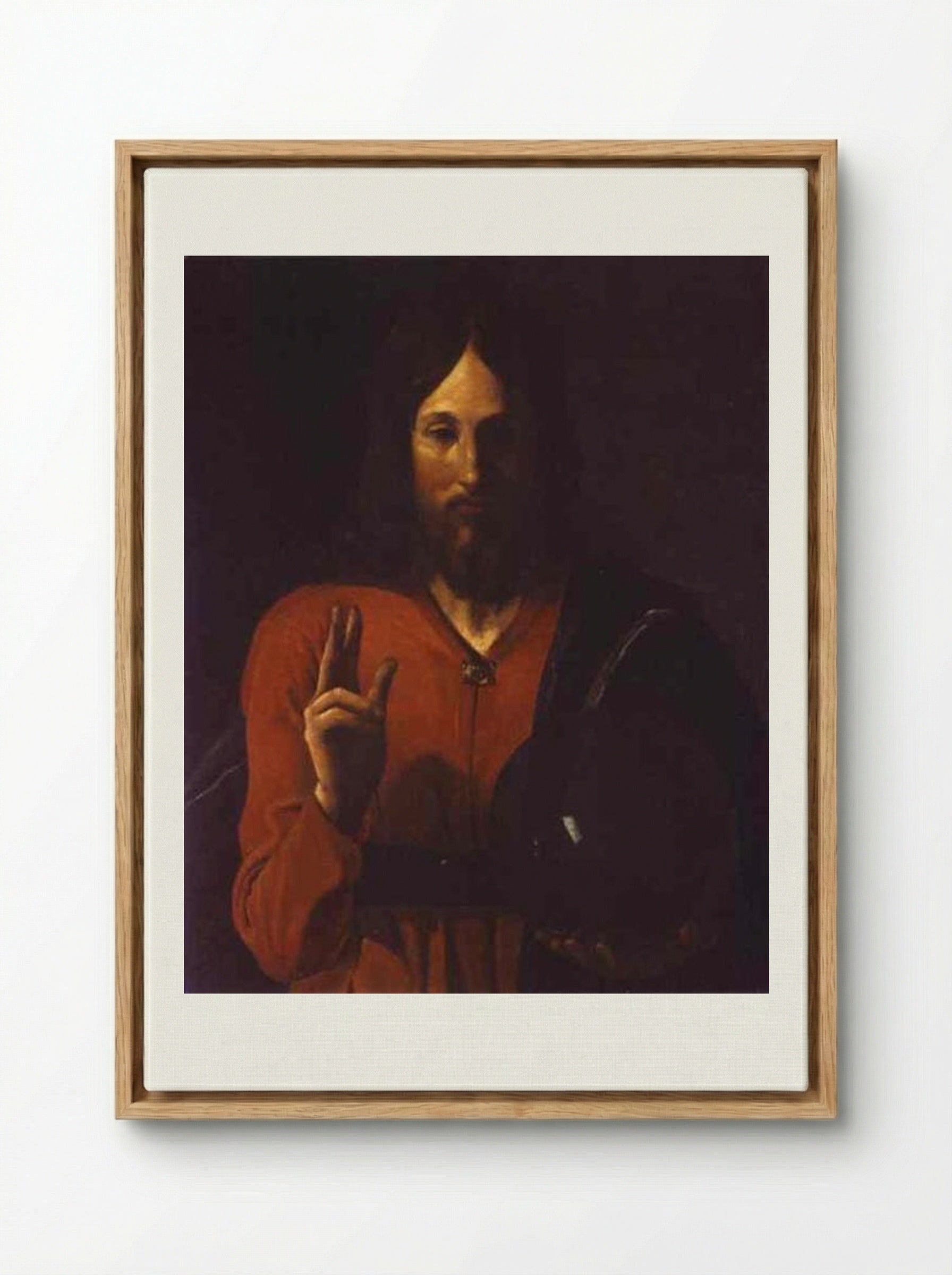 Christ Bénissant - Georges de la Tour - Framed Canvas Wood