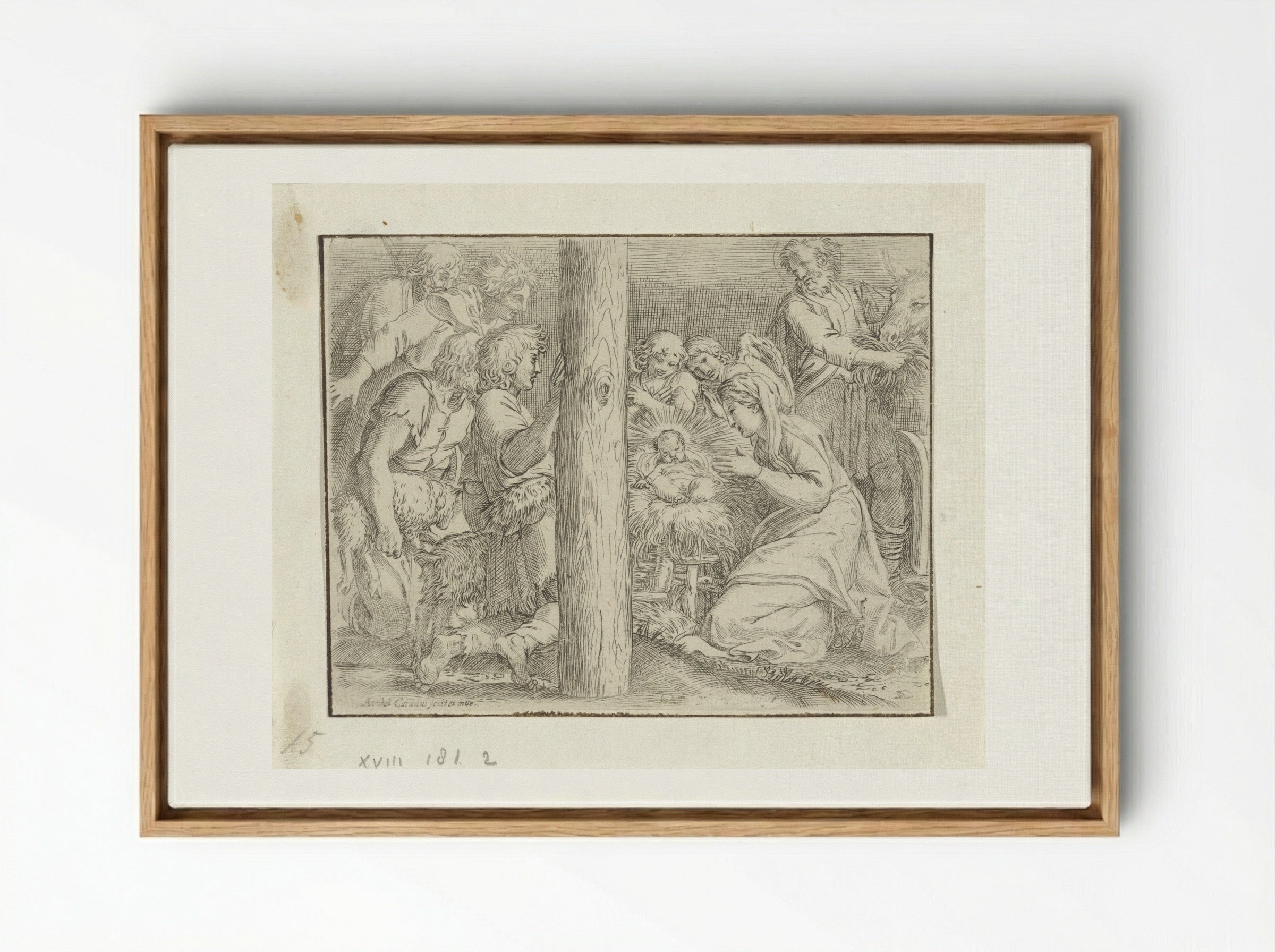 Adoration of the Shepherds - Annibale Carracci - Framed Canvas Wood