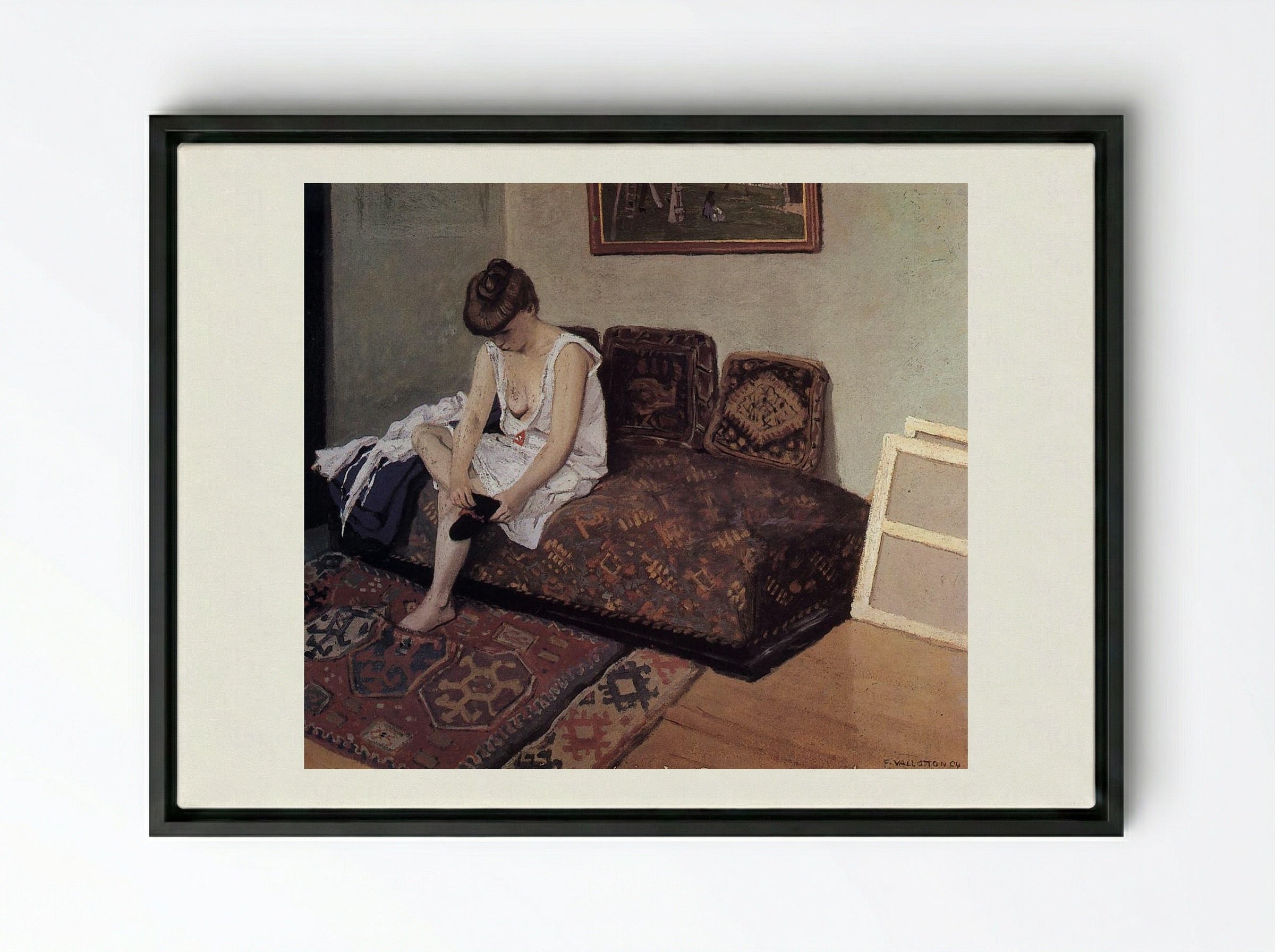 The Black Stocking - Félix Vallotton - Framed Canvas Black