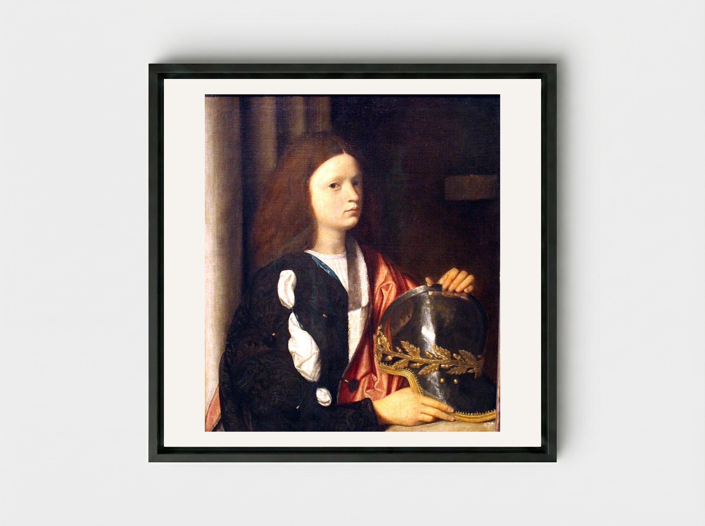 Portrait of Francesco Maria della Rovere - Giorgione - Framed Canvas Black