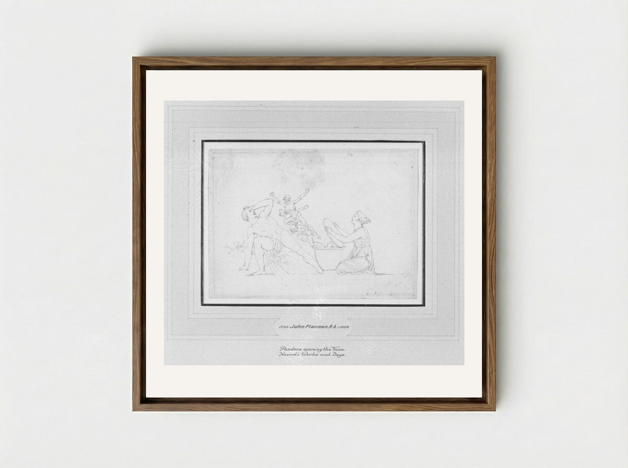 Pandora Opening the Vase (Hesiod, Works and Days) - John Flaxman - Framed Canvas Wood