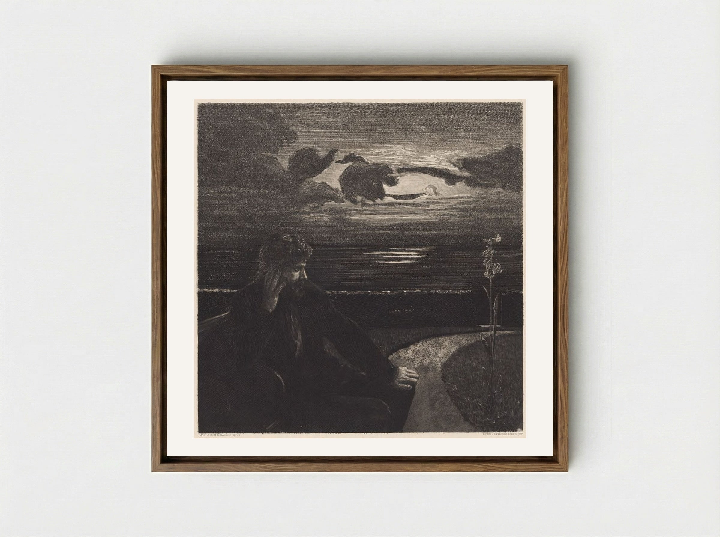 Night, from the portfolio On Death, Part One, Opus XI - Max Klinger - Framed Canvas Wood