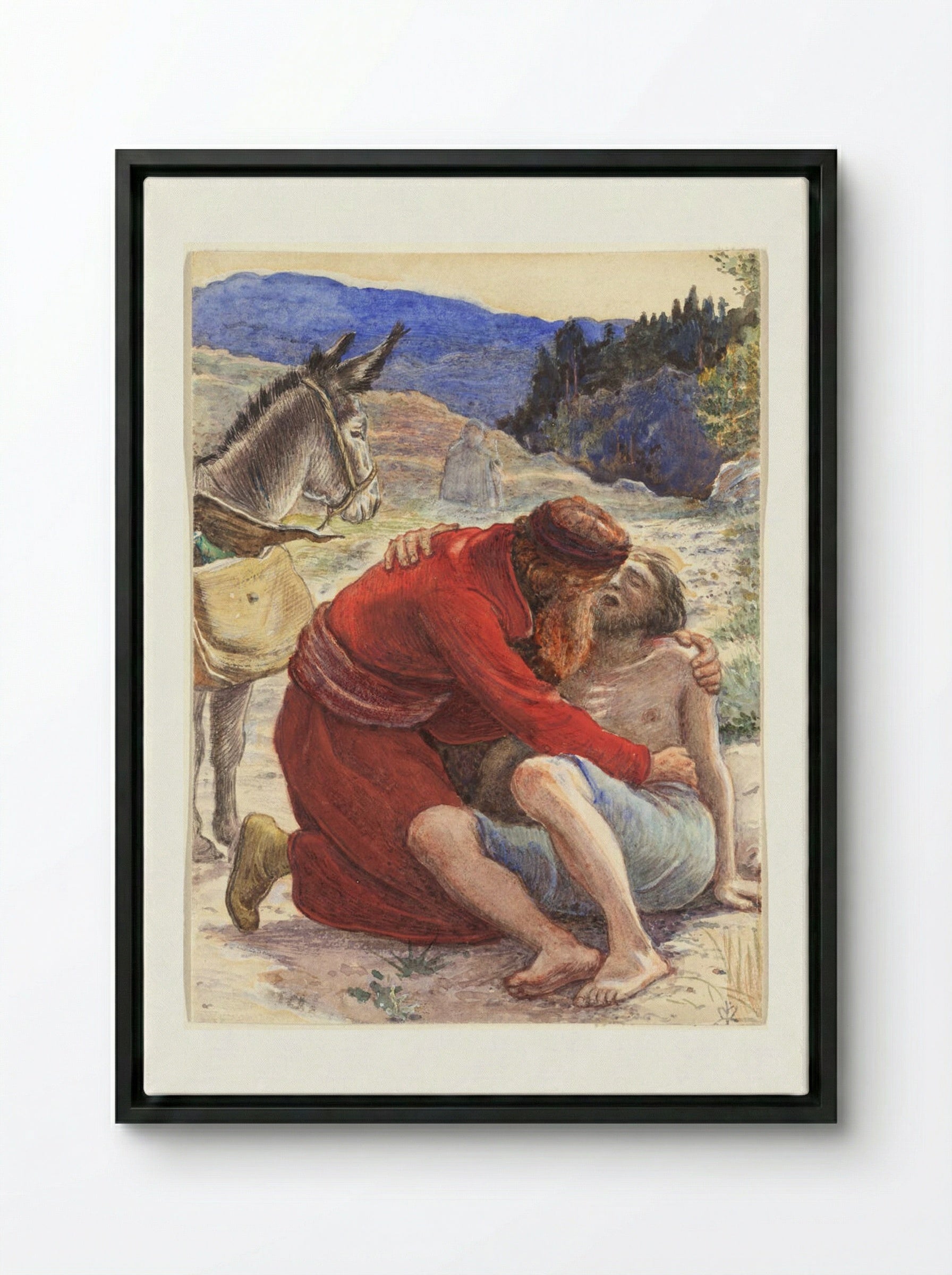 The Good Samaritan - John Everett Millais - Framed Canvas Black