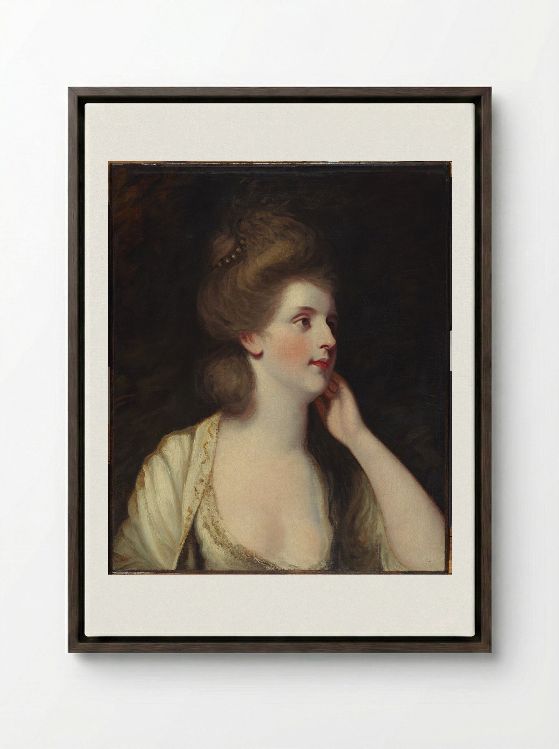 Lady Louisa Manners - Sir Joshua Reynolds - Framed Canvas Dark Wood