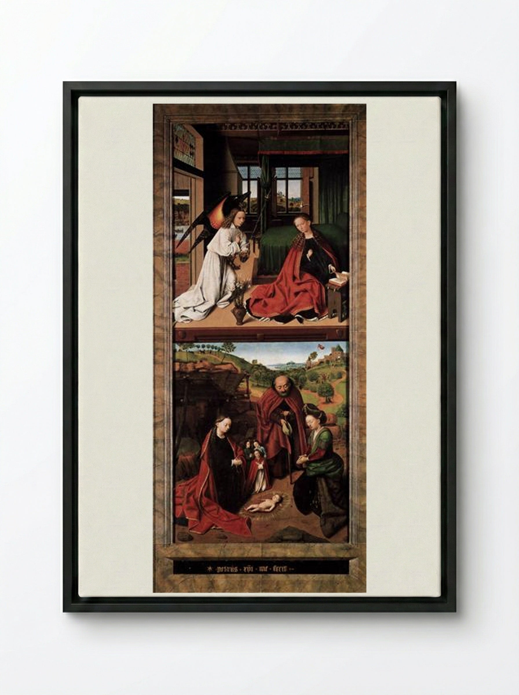 Annunciation and Nativity - Petrus Christus - Framed Canvas Black