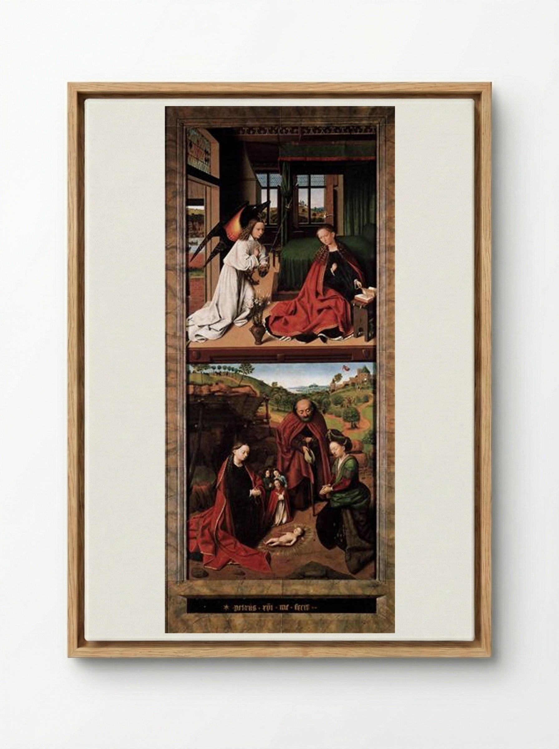 Annunciation and Nativity - Petrus Christus - Framed Canvas Wood