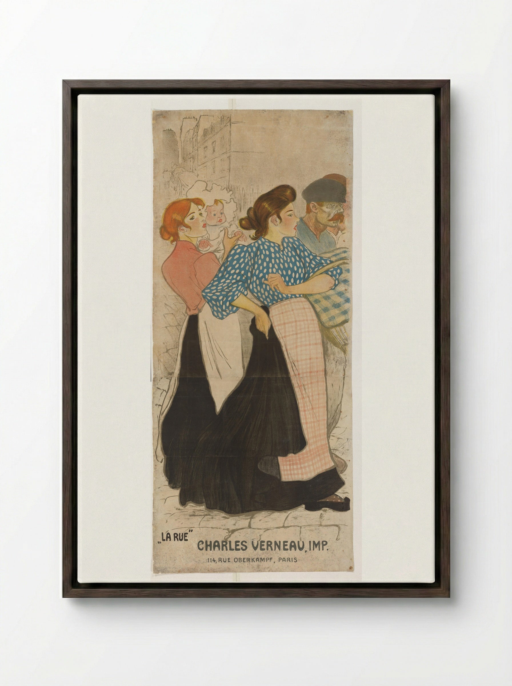 La Rue - Théophile Alexandre Steinlen - Framed Canvas Dark Wood