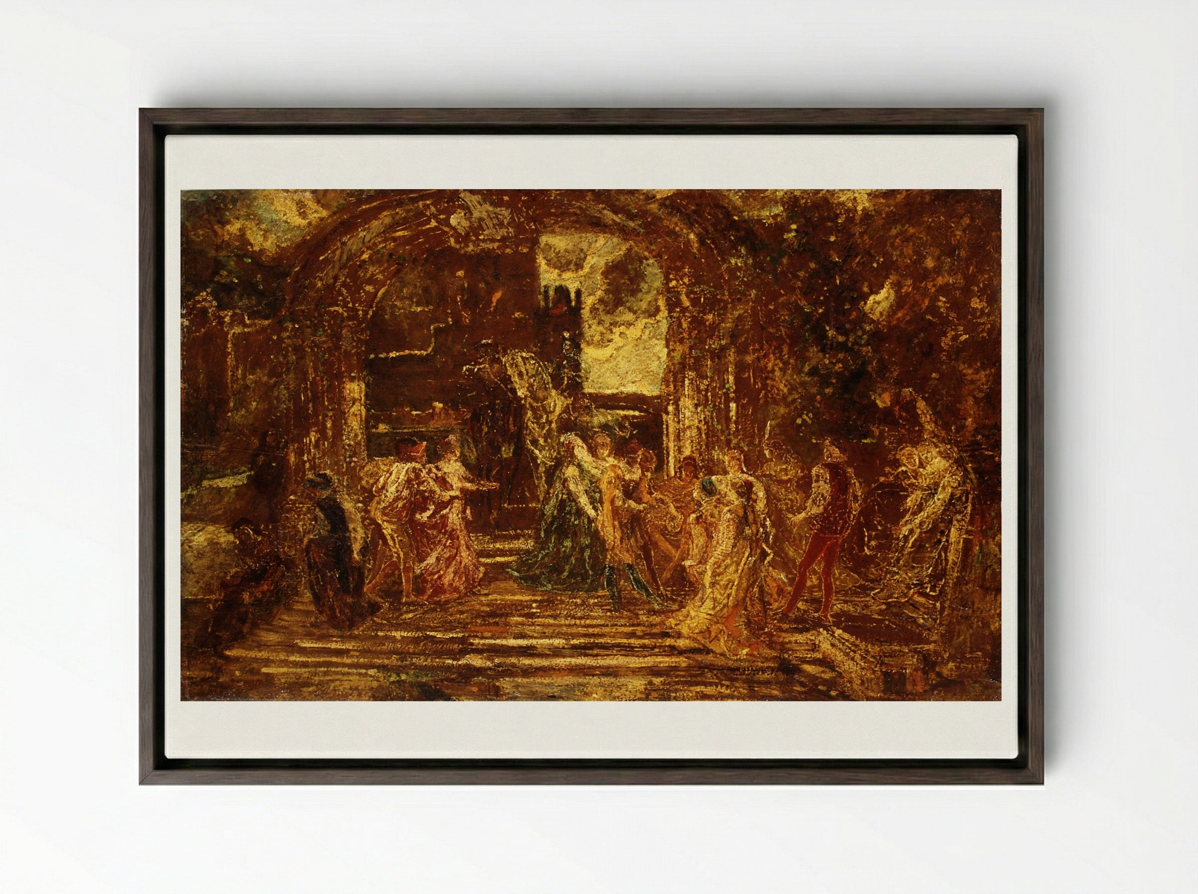 The Court of the Princess - Adolphe Monticelli - Framed Canvas Dark Wood